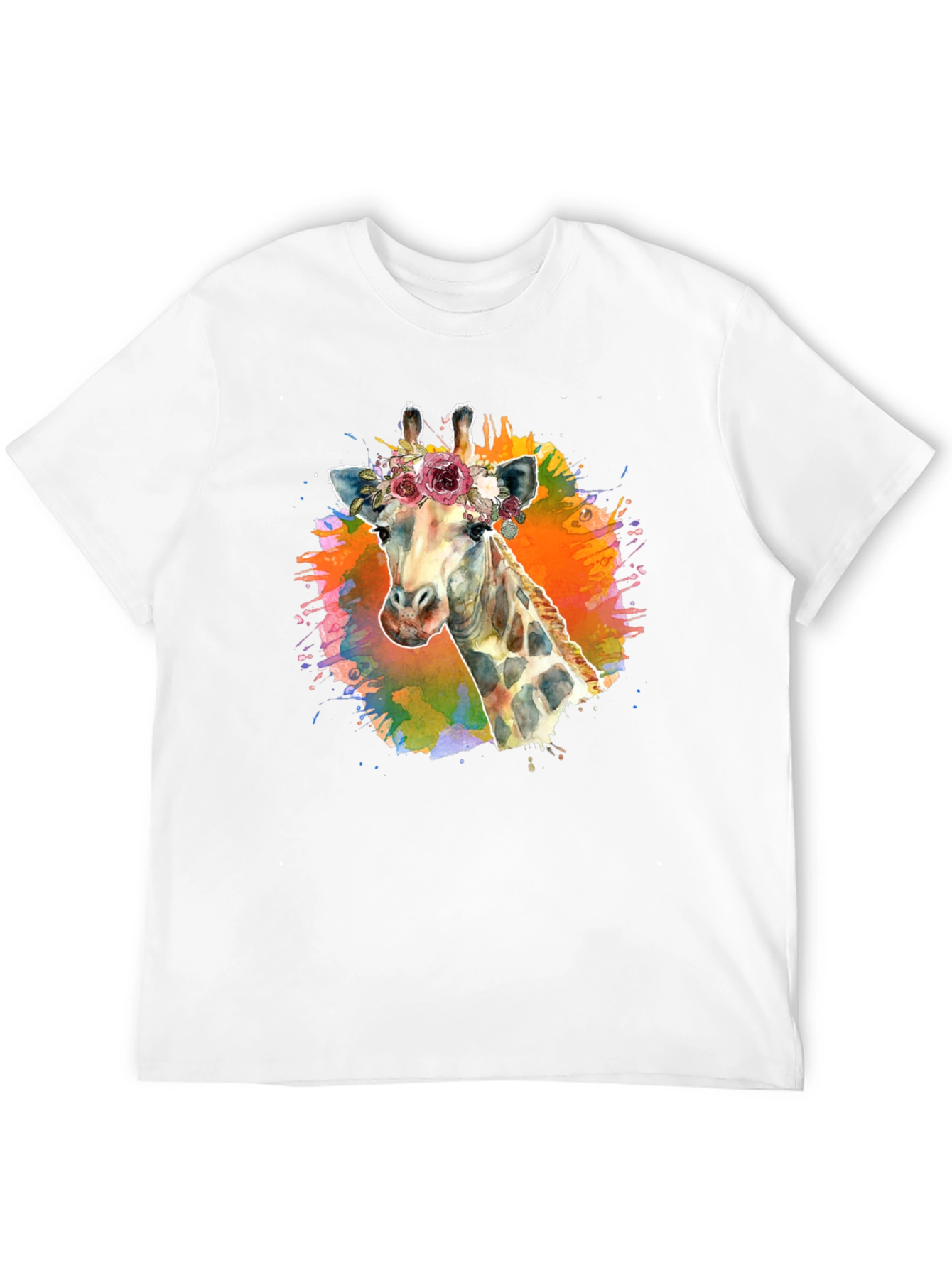 Floral Giraffe T-Shirt - Artistic Black Tee