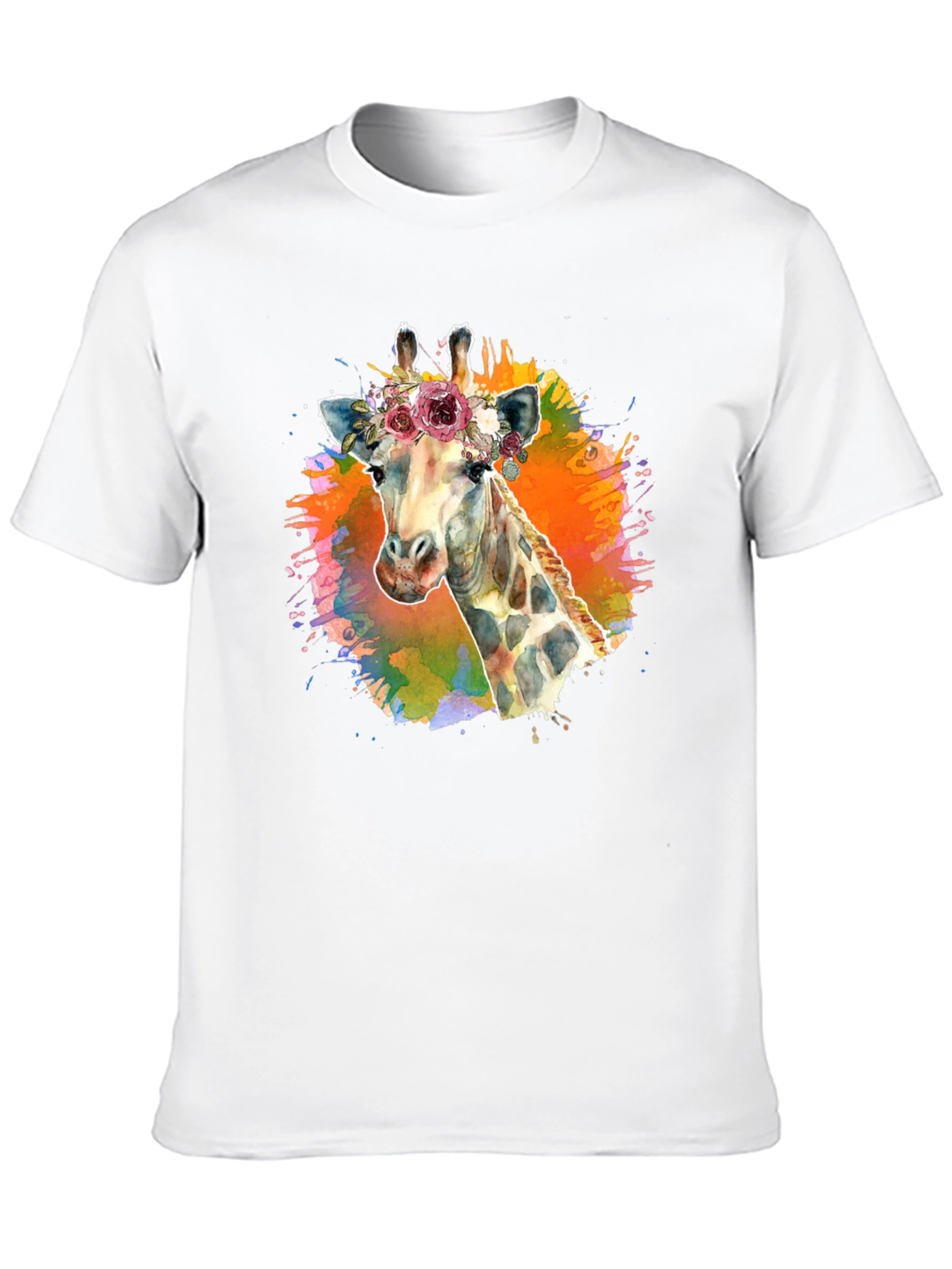Floral Giraffe T-Shirt - Artistic Black Tee