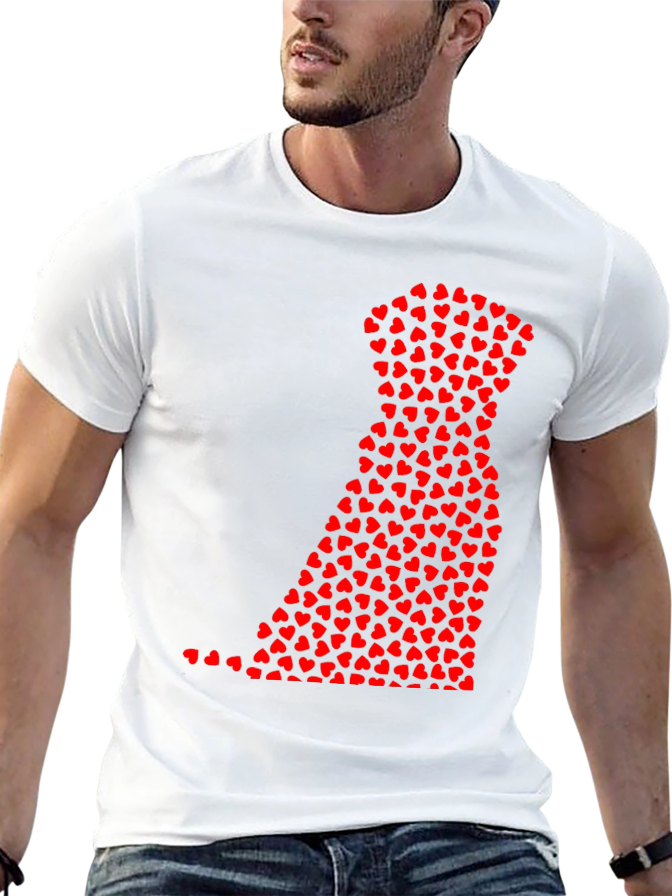 Heart Dog Black T-Shirt - Cute Valentines Day Gift