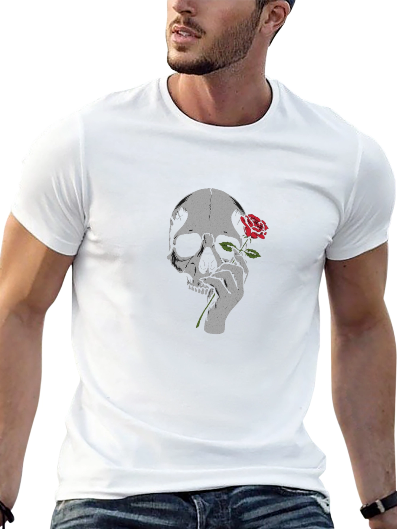 Skull & Rose Graphic T-Shirt - Gothic Style