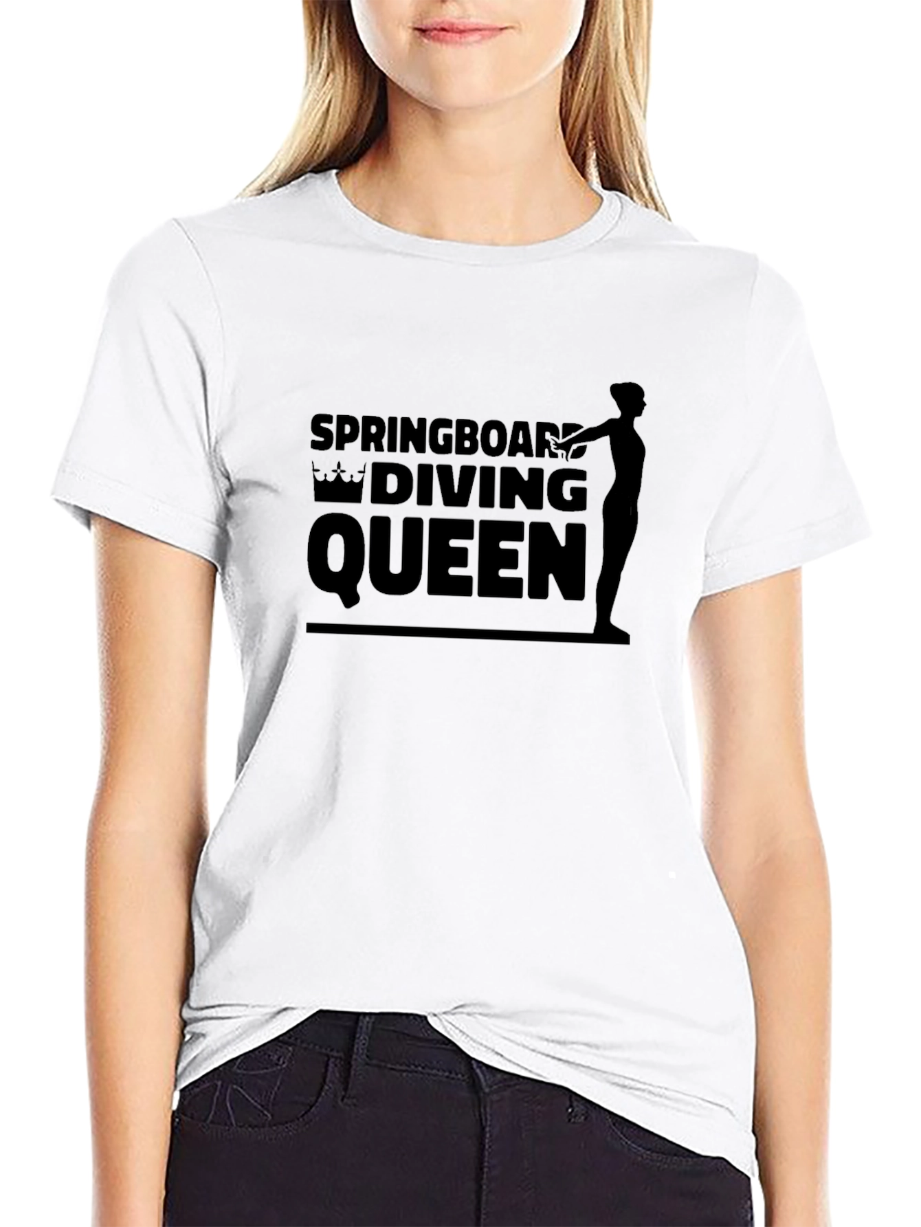 Springboard Diving Queen Black T-Shirt