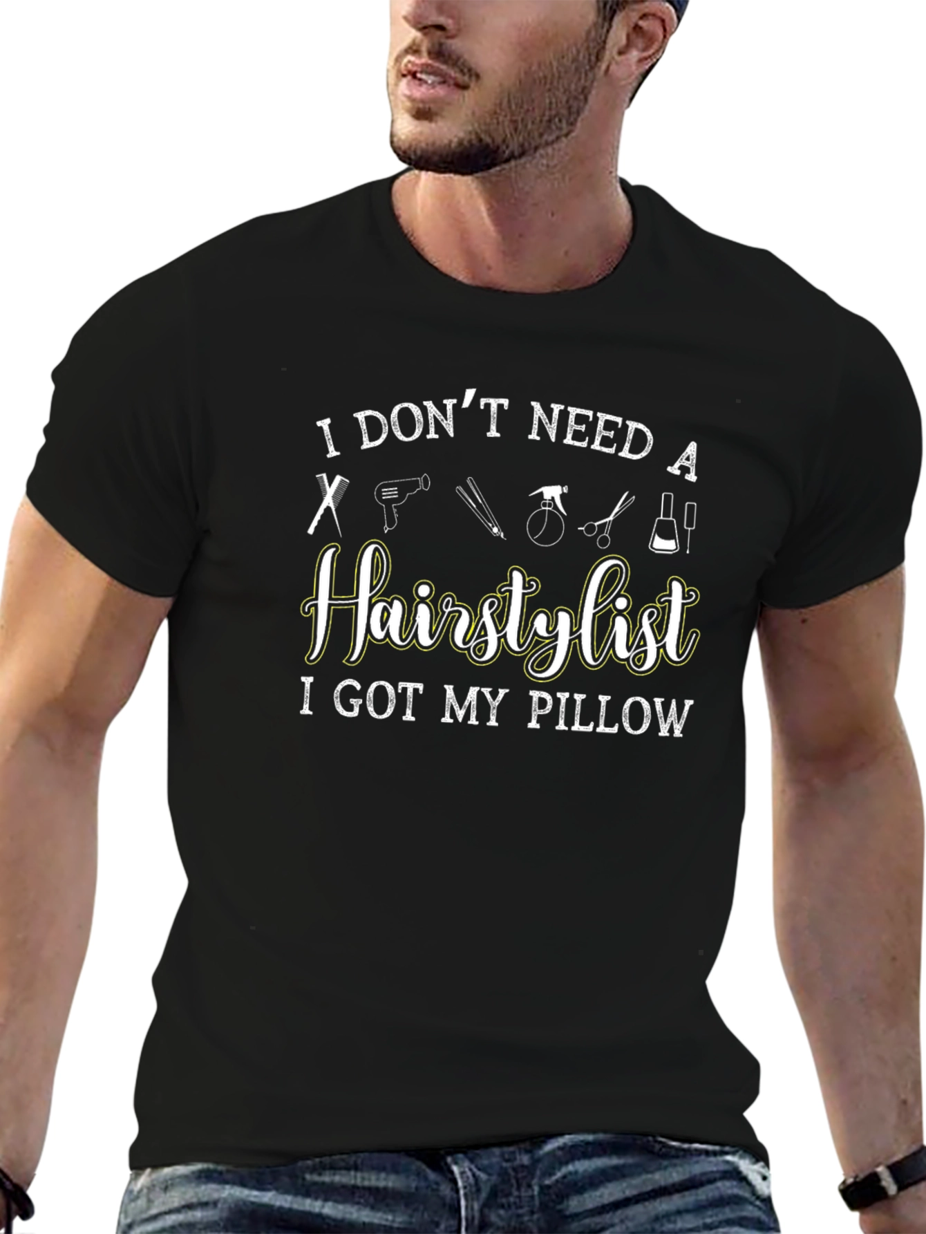 Funny Hair Stylist Pillow Black T-Shirt