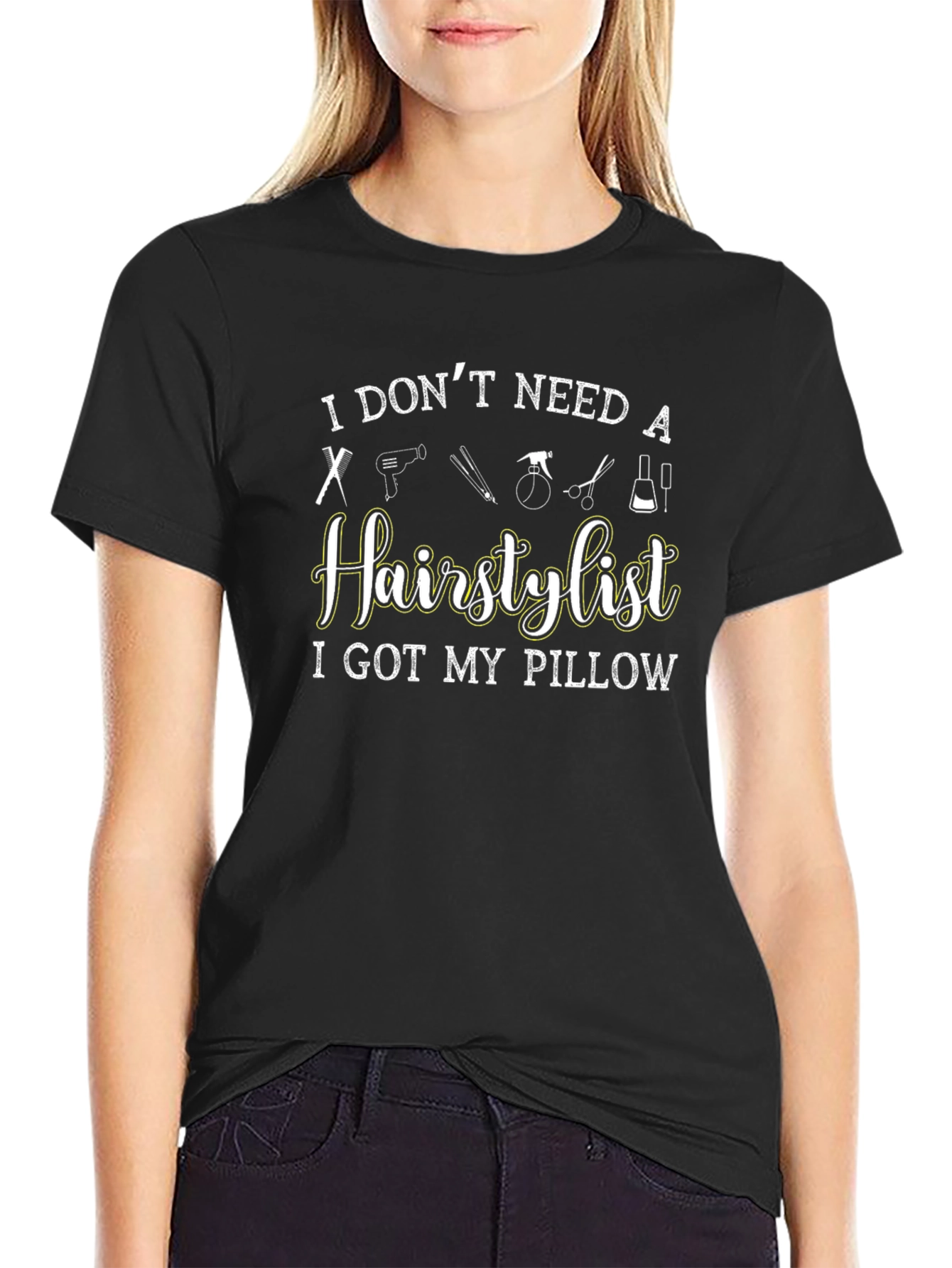 Funny Hair Stylist Pillow Black T-Shirt
