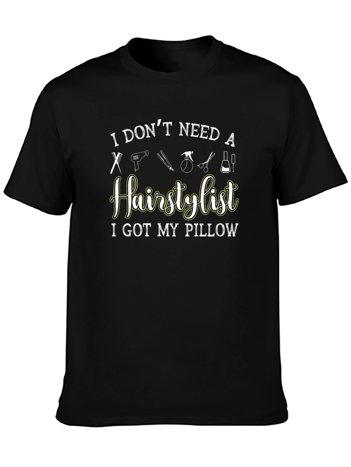 Funny Hair Stylist Pillow Black T-Shirt