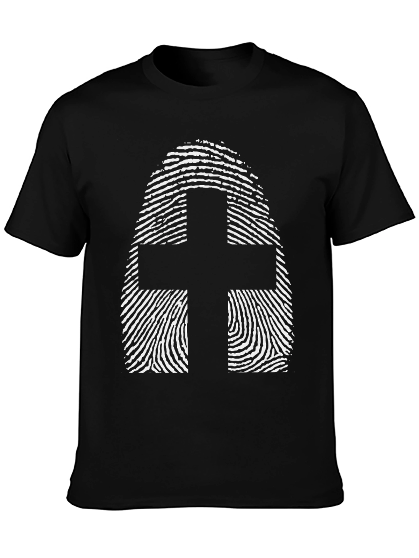 Fingerprint Cross Graphic Tee - Black Cotton Blend