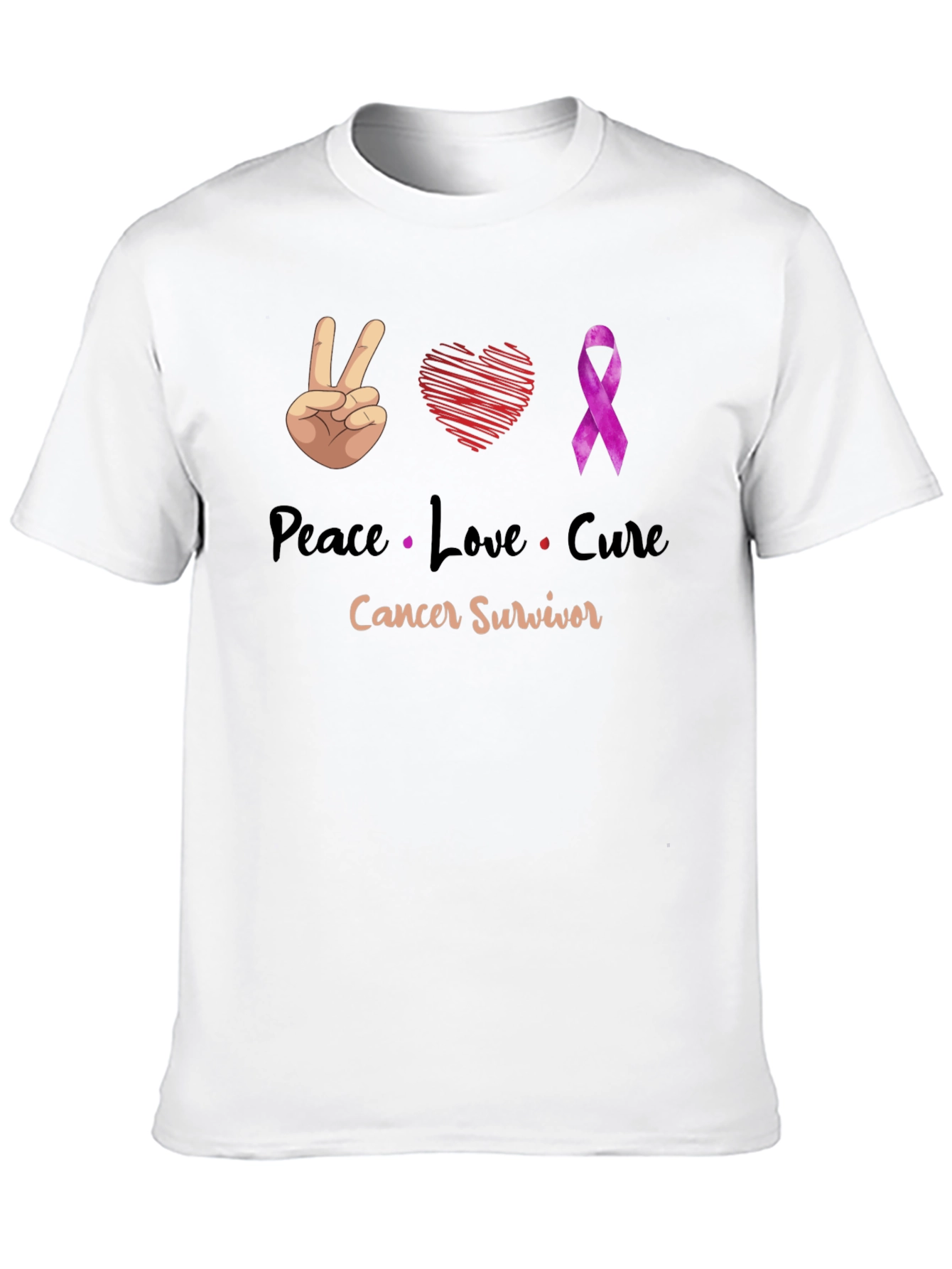 Peace Love Cure Cancer Survivor T-Shirt