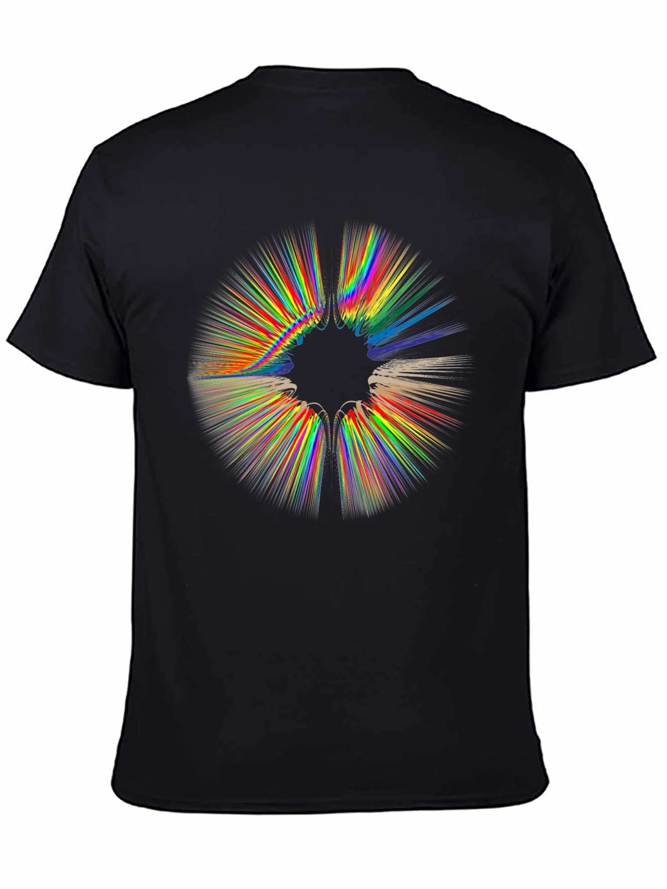 Abstract Rainbow Burst Graphic Black T-Shirt