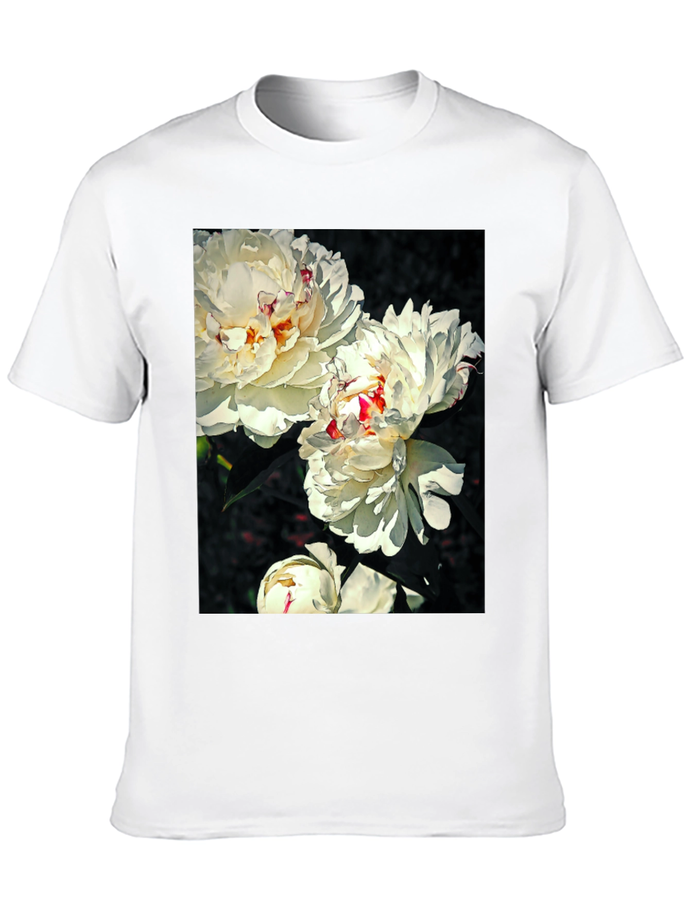 Floral T-Shirt - White Peony Print