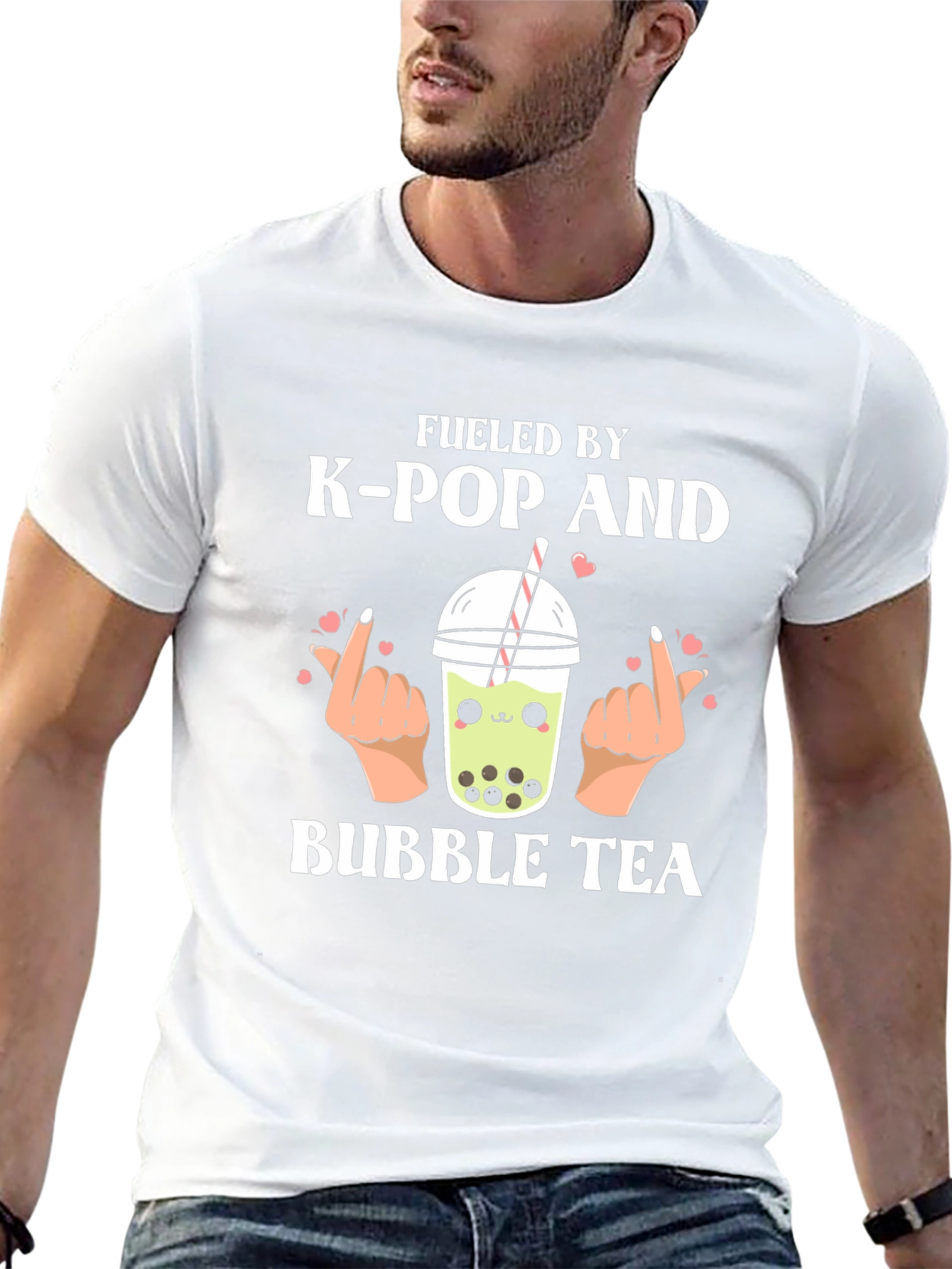 Fueled by K-Pop and Bubble Tea Black Graphic T-Shirt