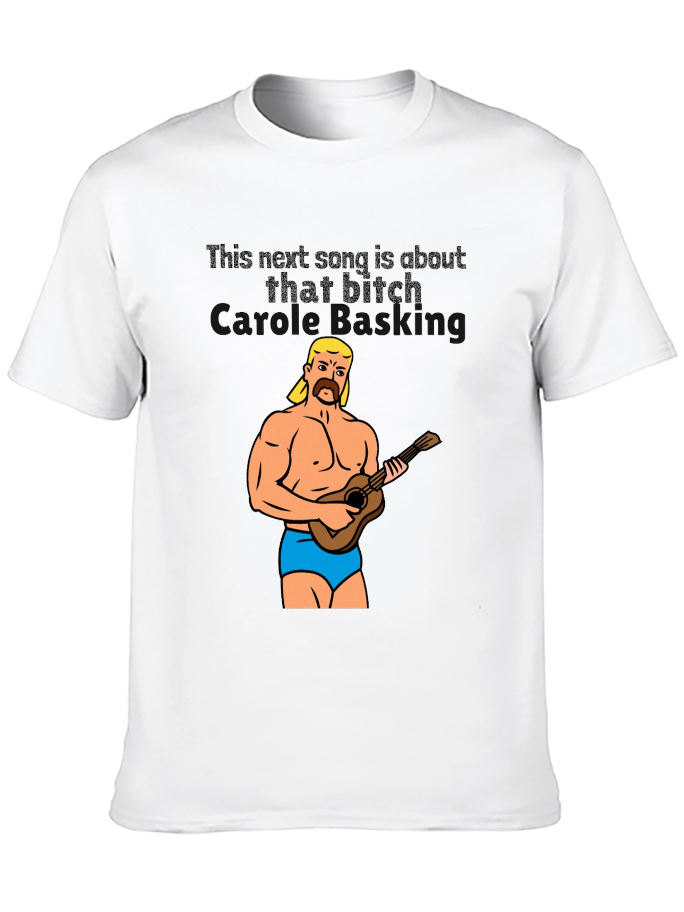 Funny Graphic Tee: Muscular Man & Ukulele