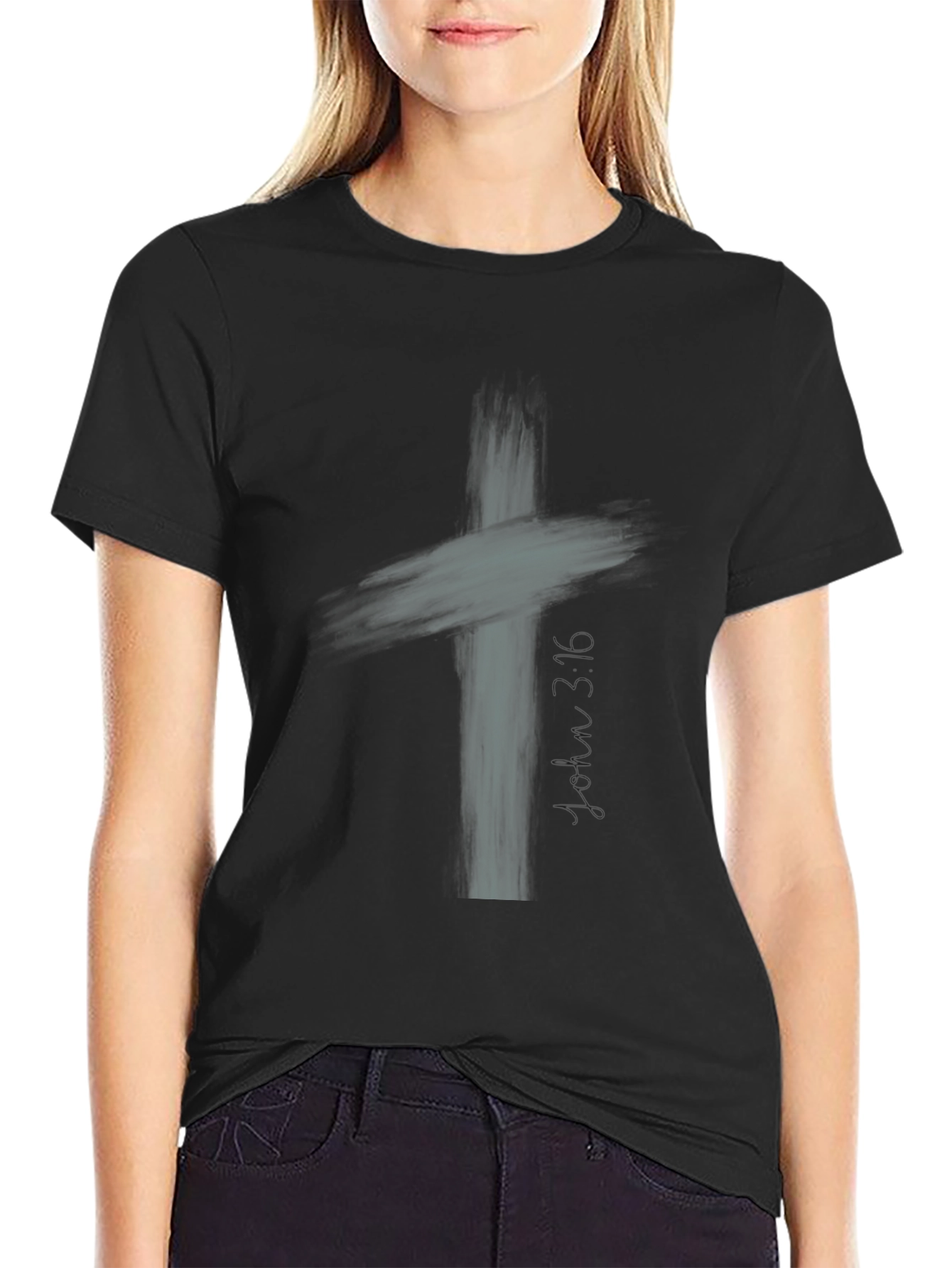 Abstract Cross Graphic Mens Black T-Shirt