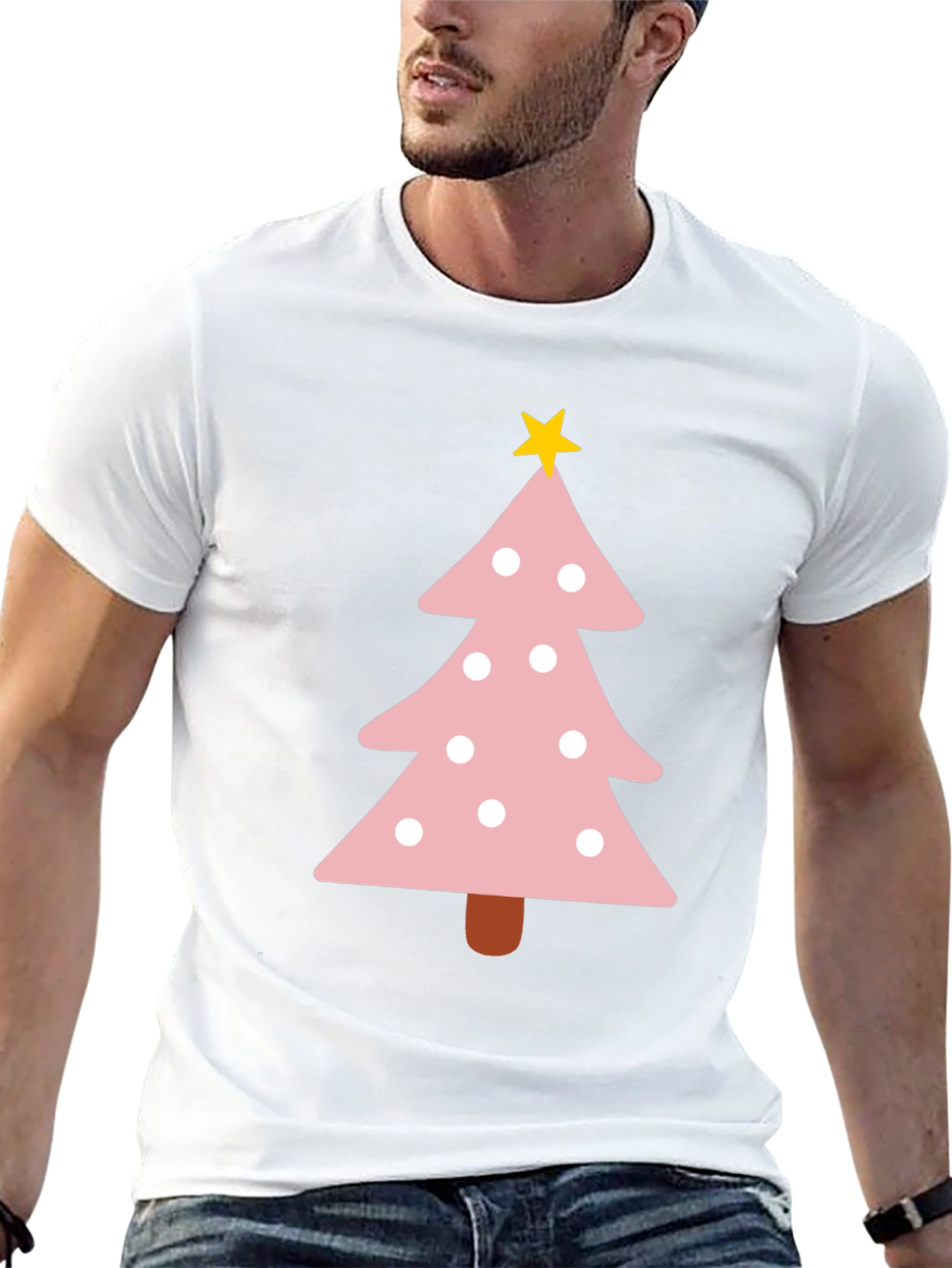 Festive Pink Christmas Tree T-Shirt