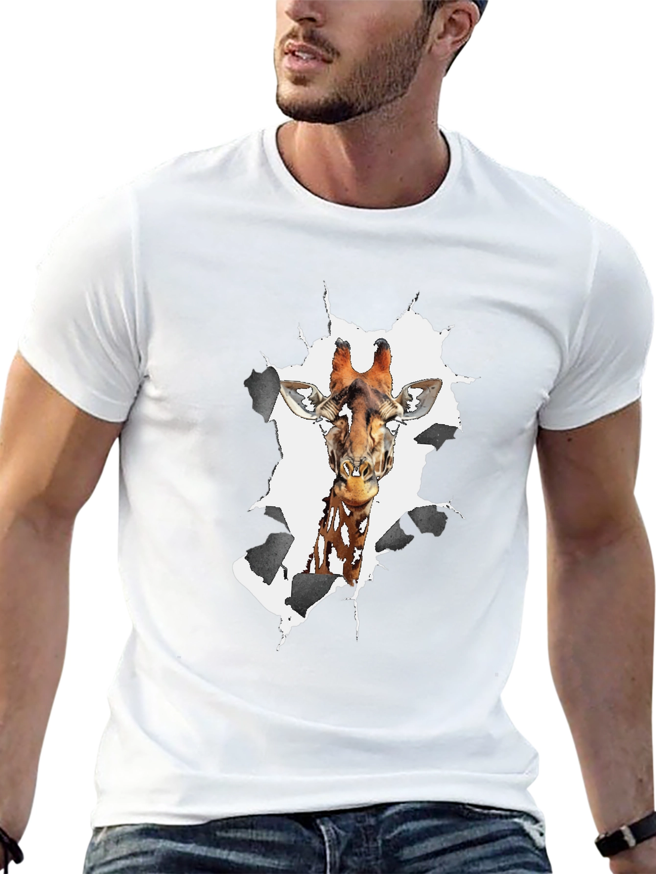 Giraffe Print Black Graphic Tee