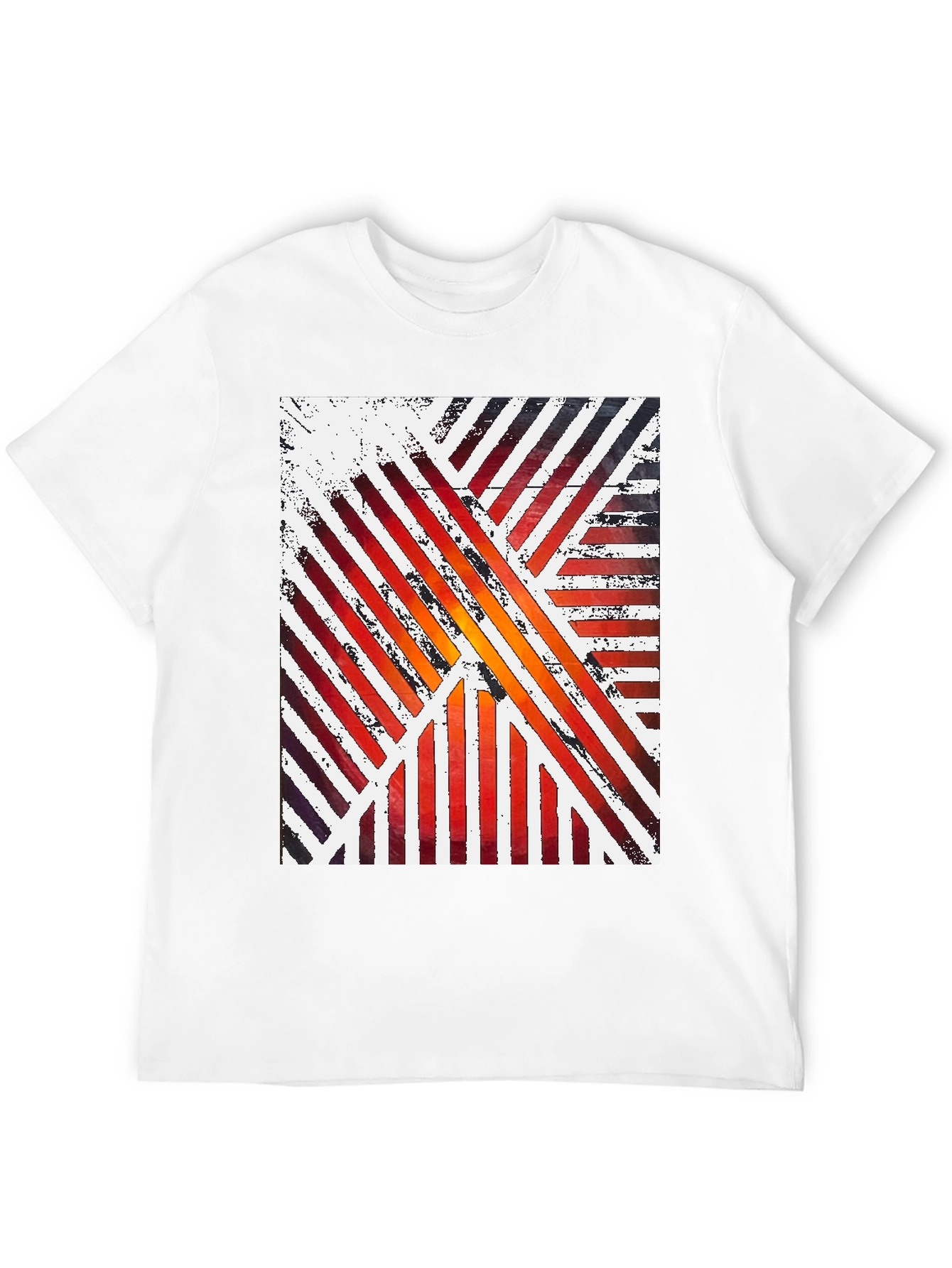 Abstract Striped Graphic Tee - Modern Artistic Design