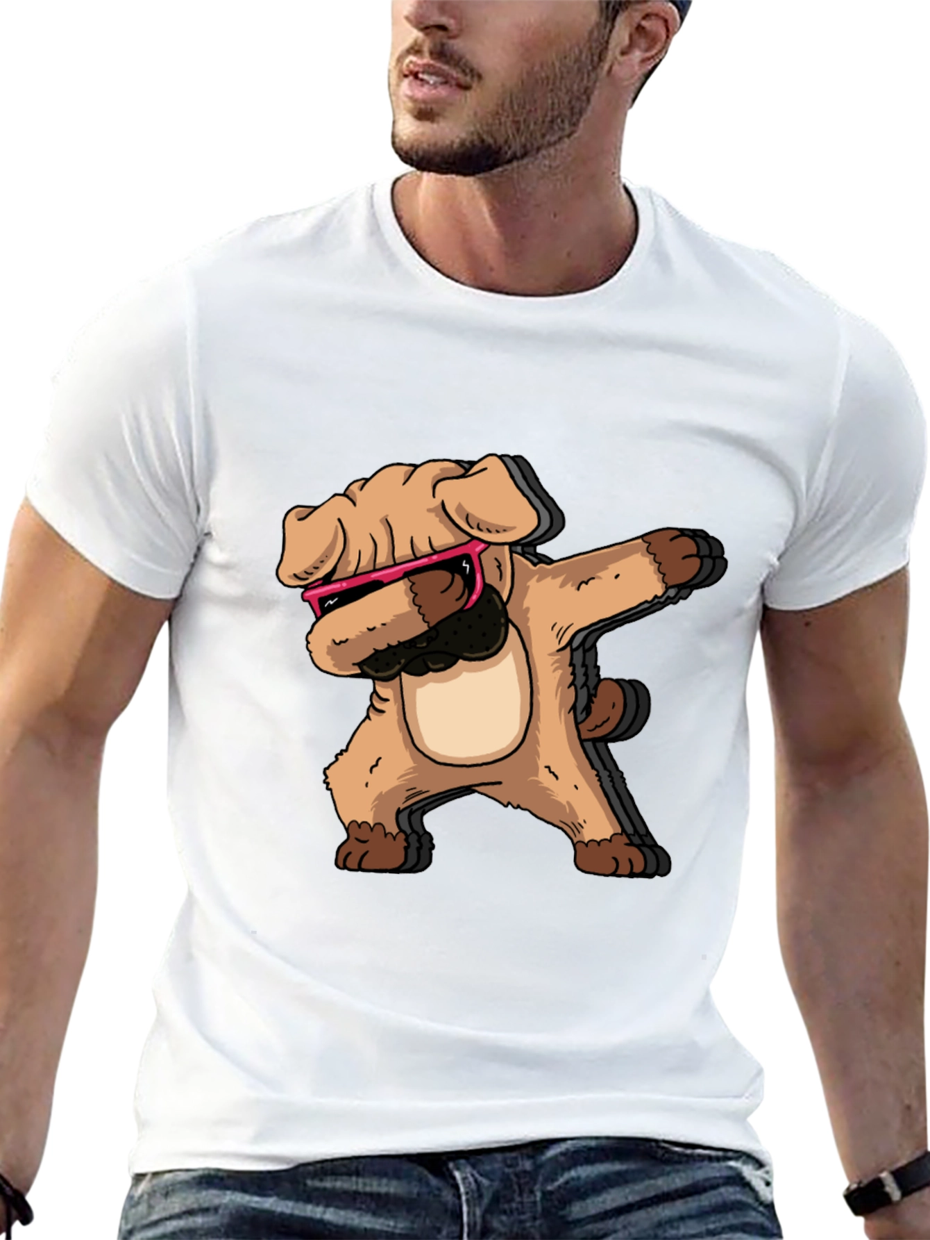 Dabbing Dog Graphic Tee - Cool Trendy Black T-Shirt