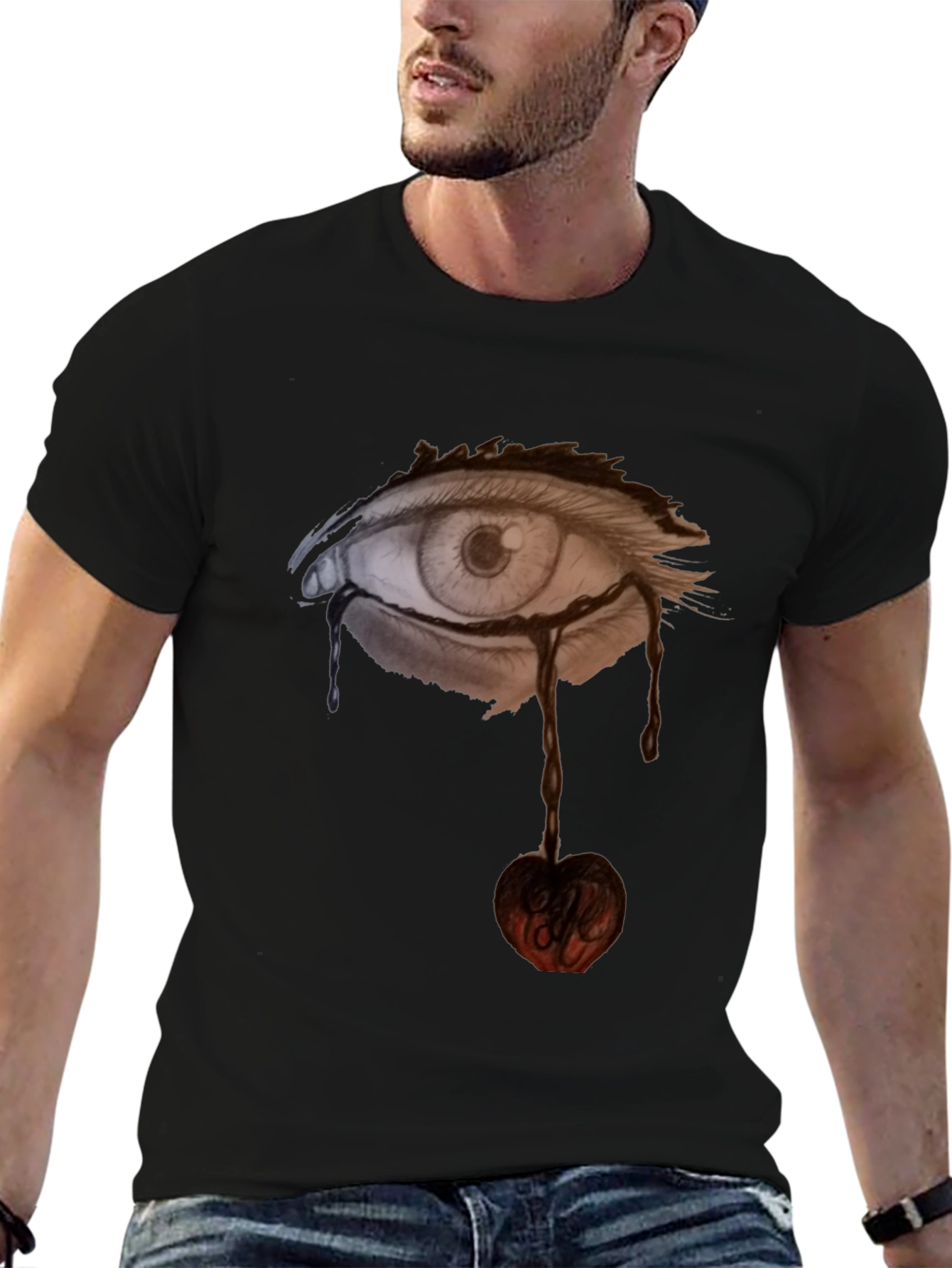 Eye & Cherry Graphic Black Tee