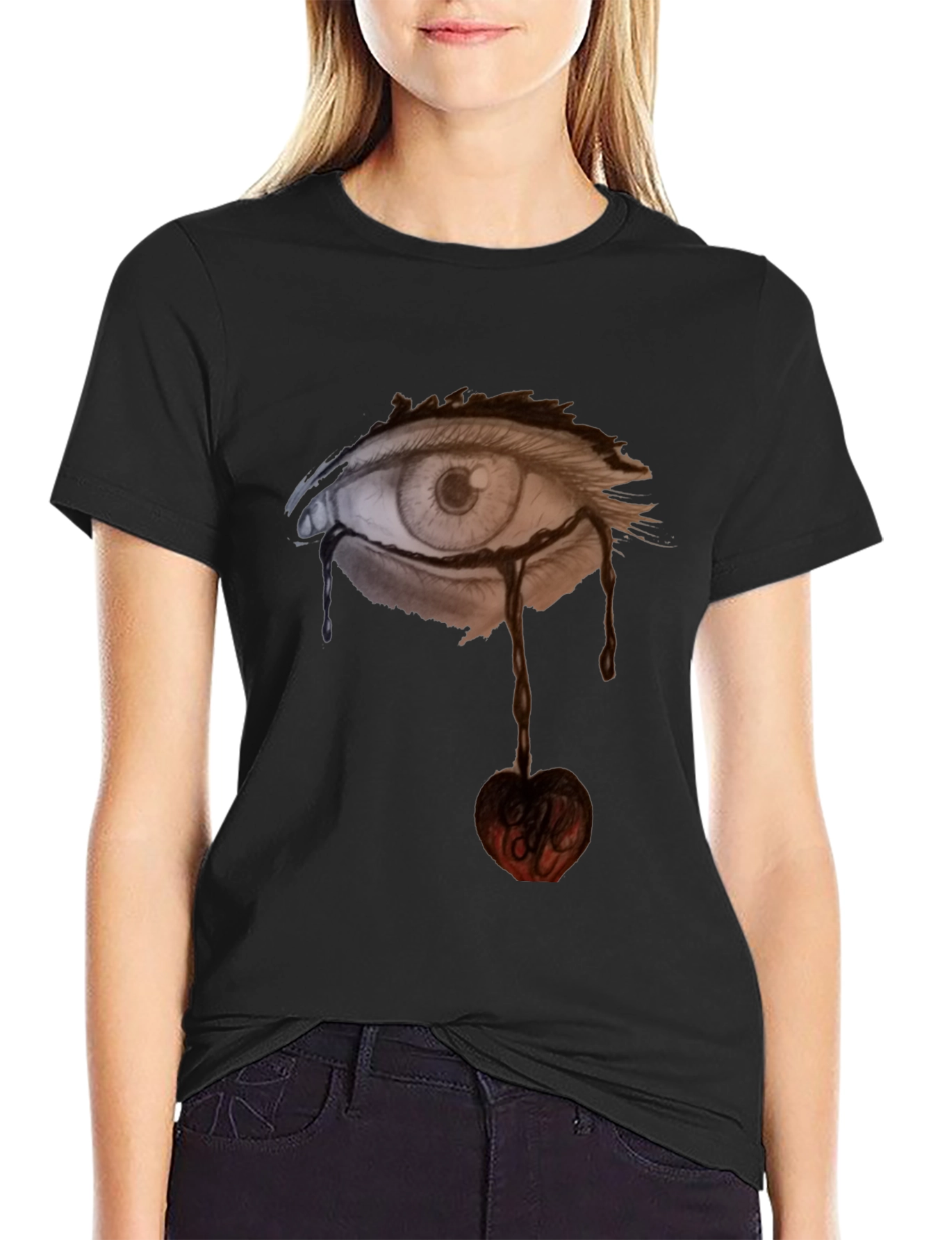 Eye & Cherry Graphic Black Tee