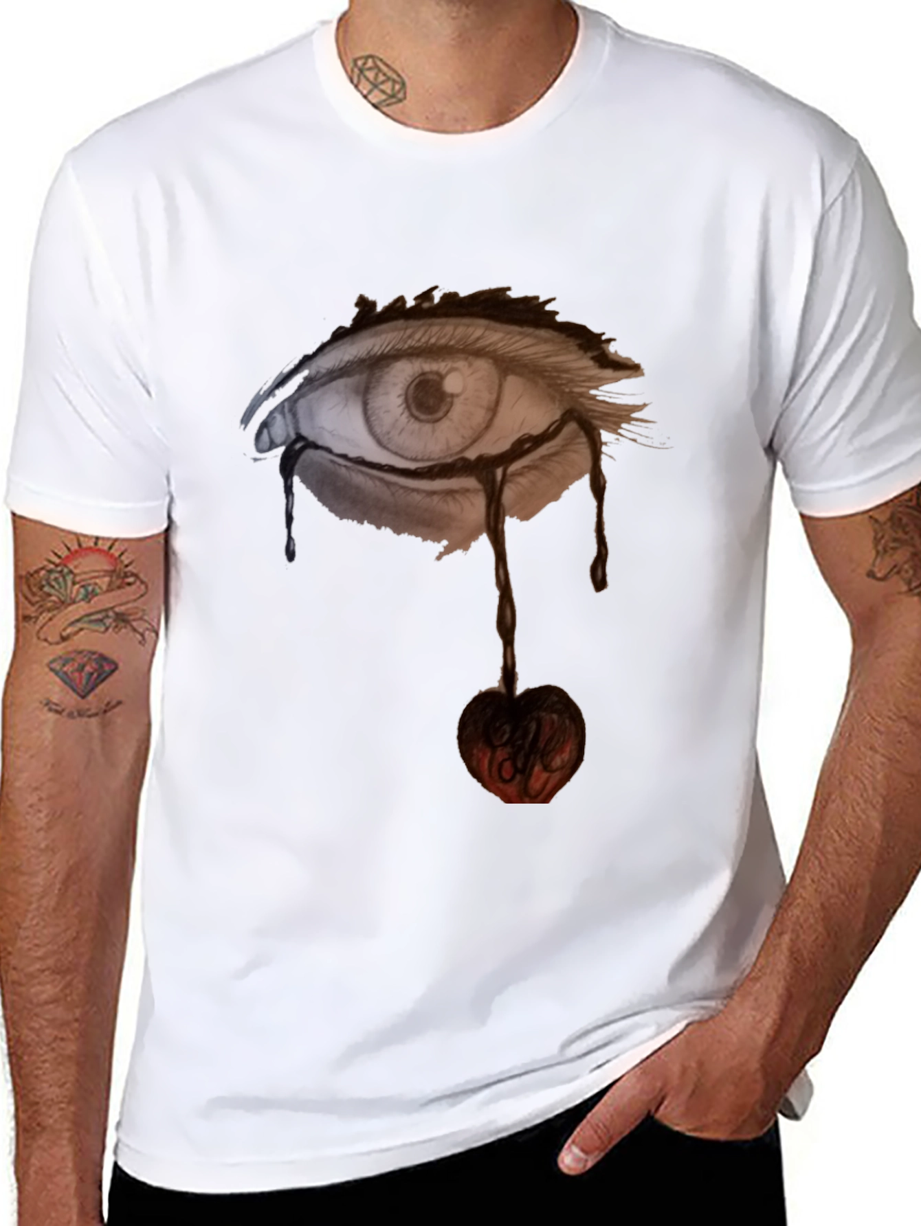 Eye & Cherry Graphic Black Tee