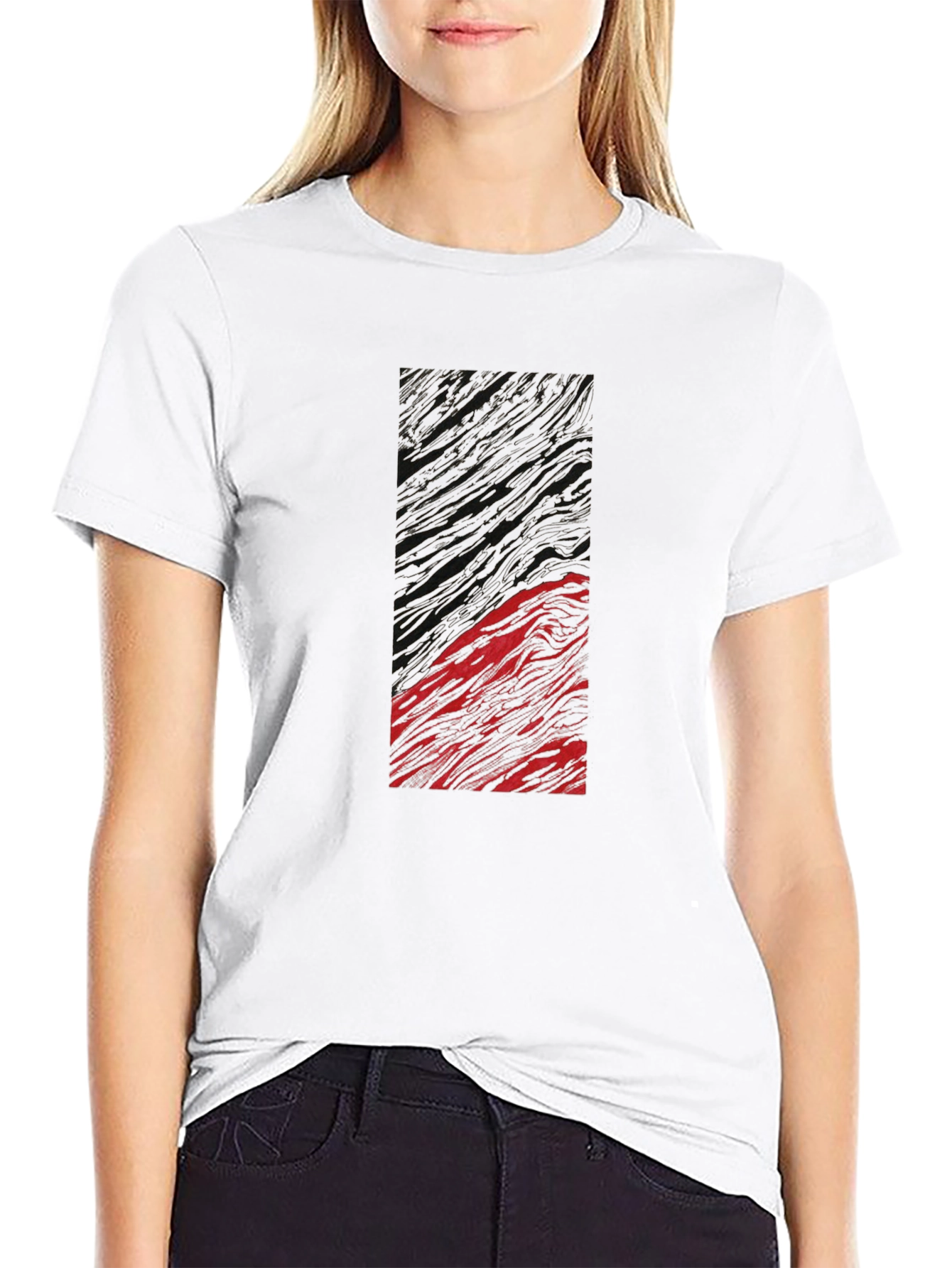 Abstract Art Tee - Black Cotton Blend Graphic T-Shirt