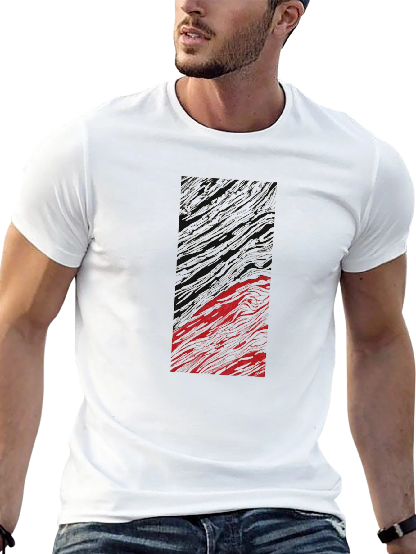Abstract Art Tee - Black Cotton Blend Graphic T-Shirt