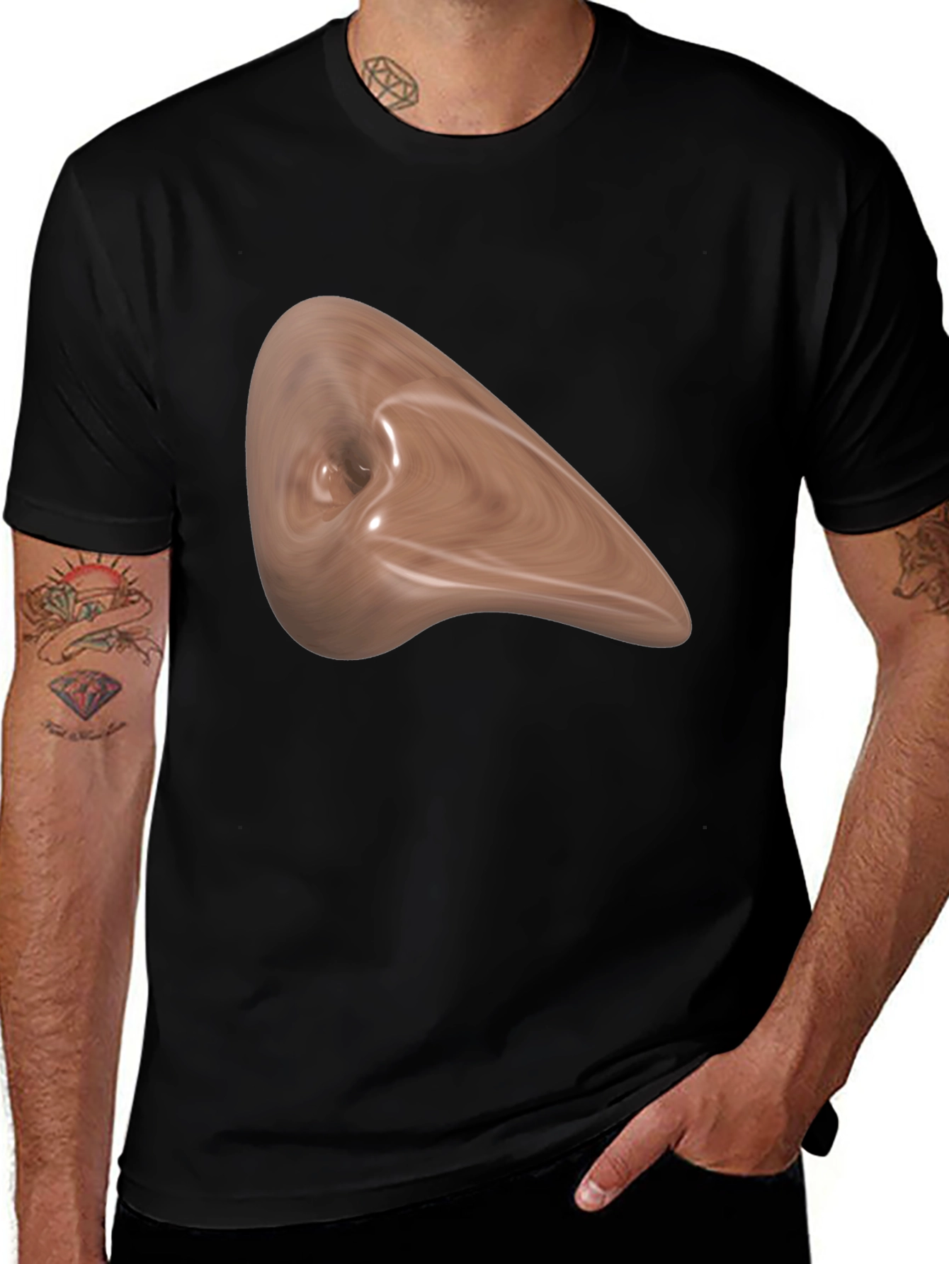 Abstract Wood Grain Art Black Tee