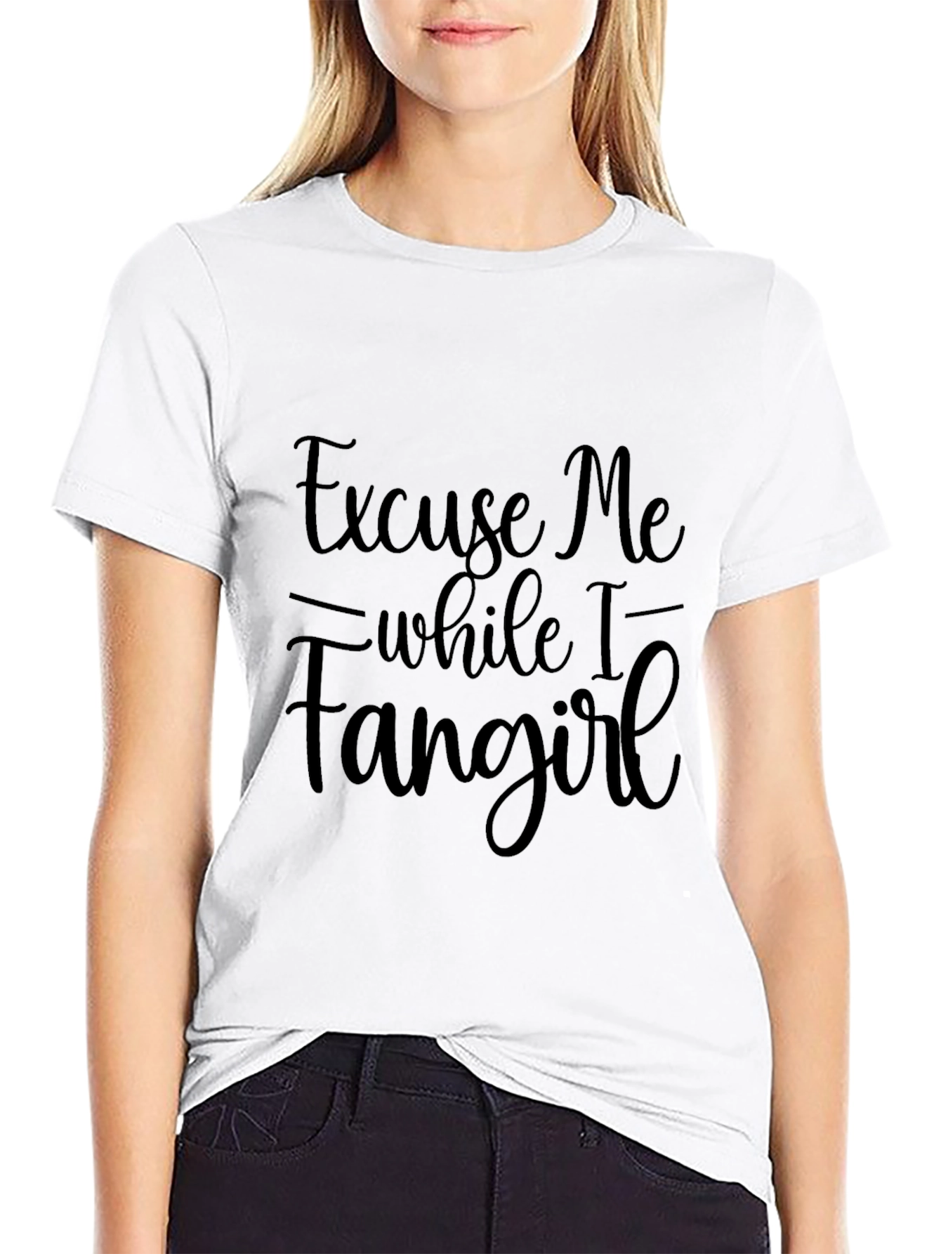 Excuse Me While I Fangirl Black T-Shirt