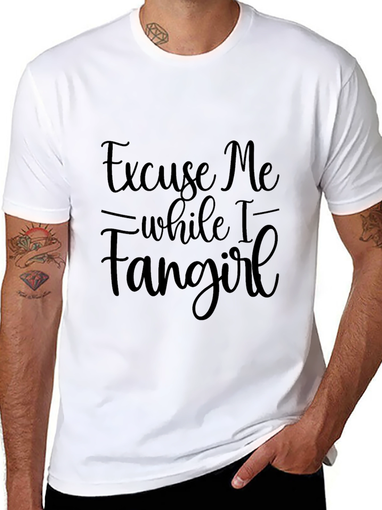 Excuse Me While I Fangirl Black T-Shirt
