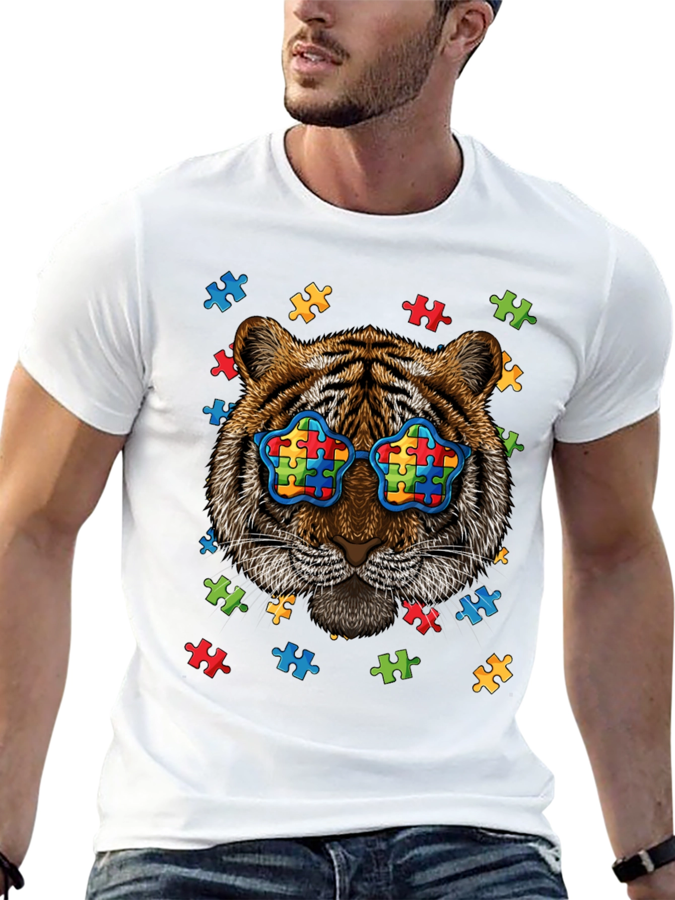 Autism Awareness Tiger Graphic T-Shirt