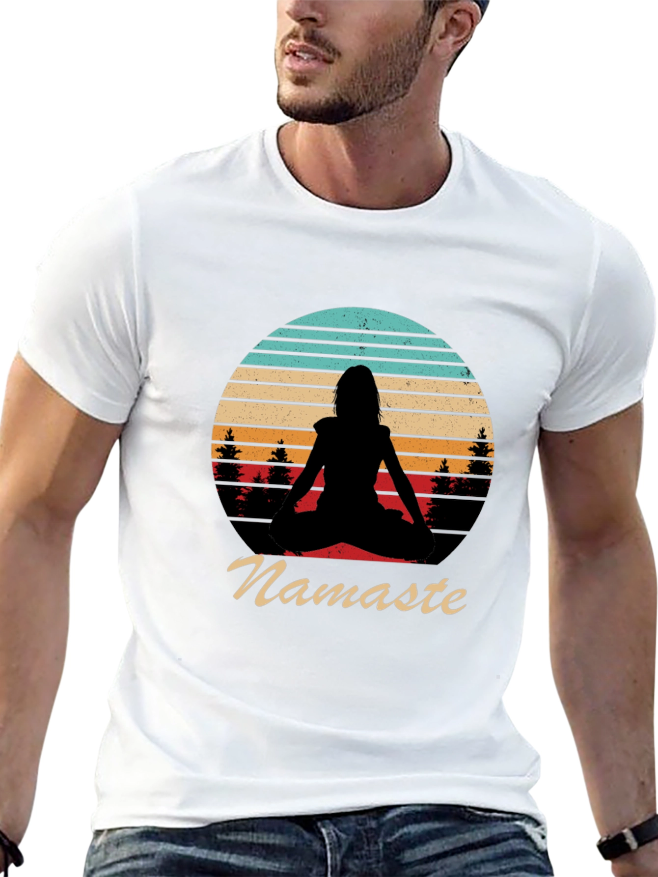 Namaste Yoga Pose Silhouette T-Shirt