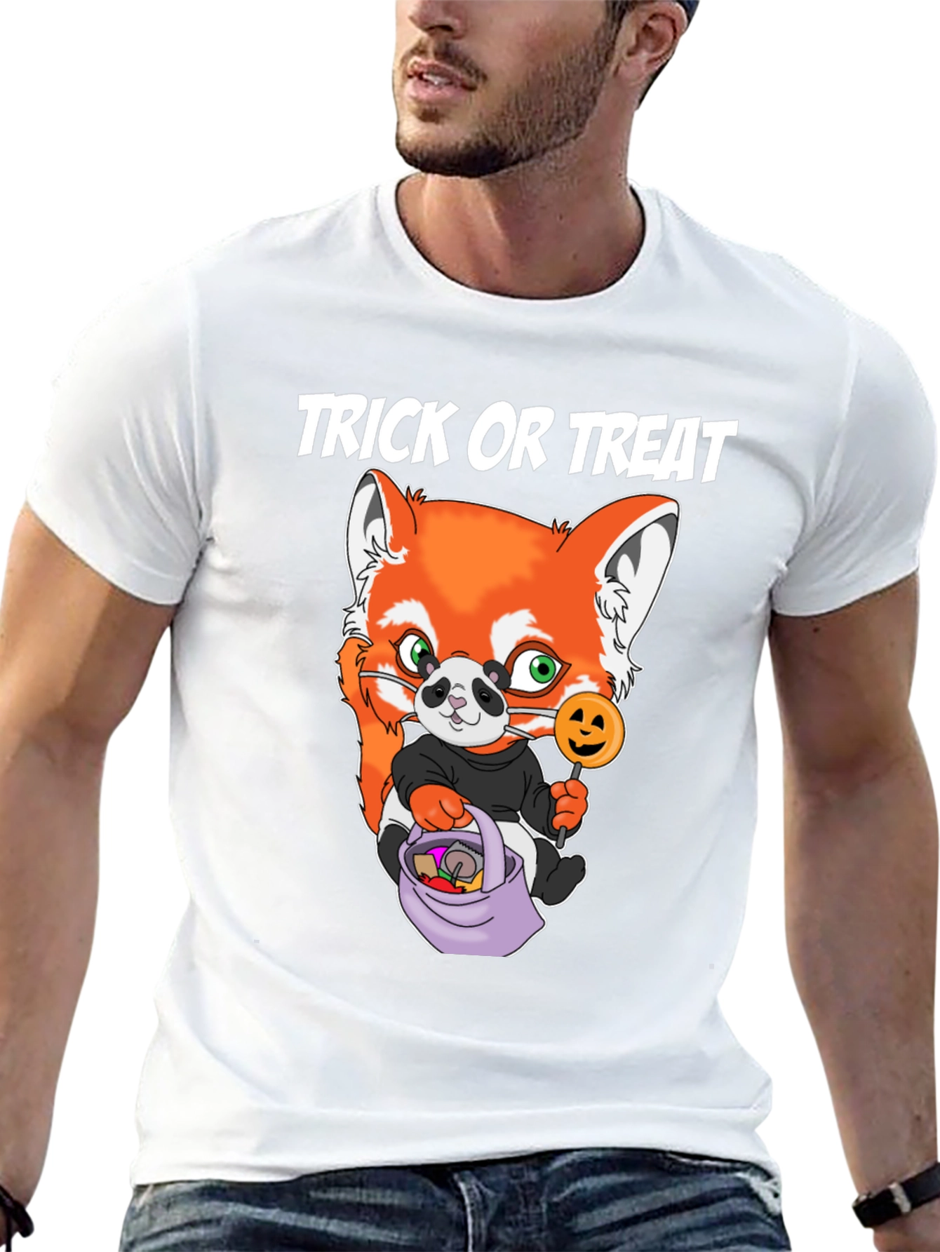 Halloween Trick or Treat Red Panda Graphic Tee