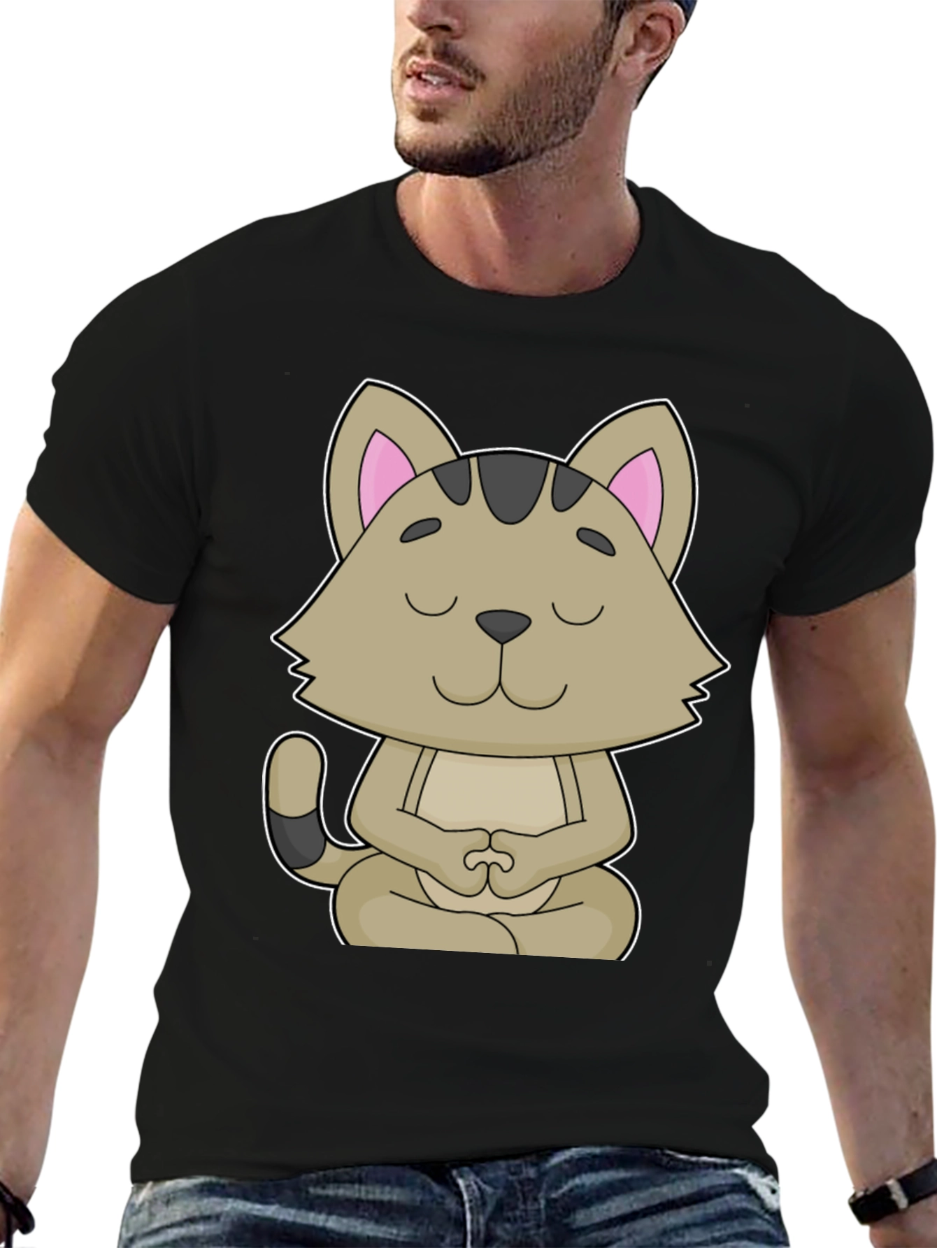Meditating Cat Graphic T-Shirt