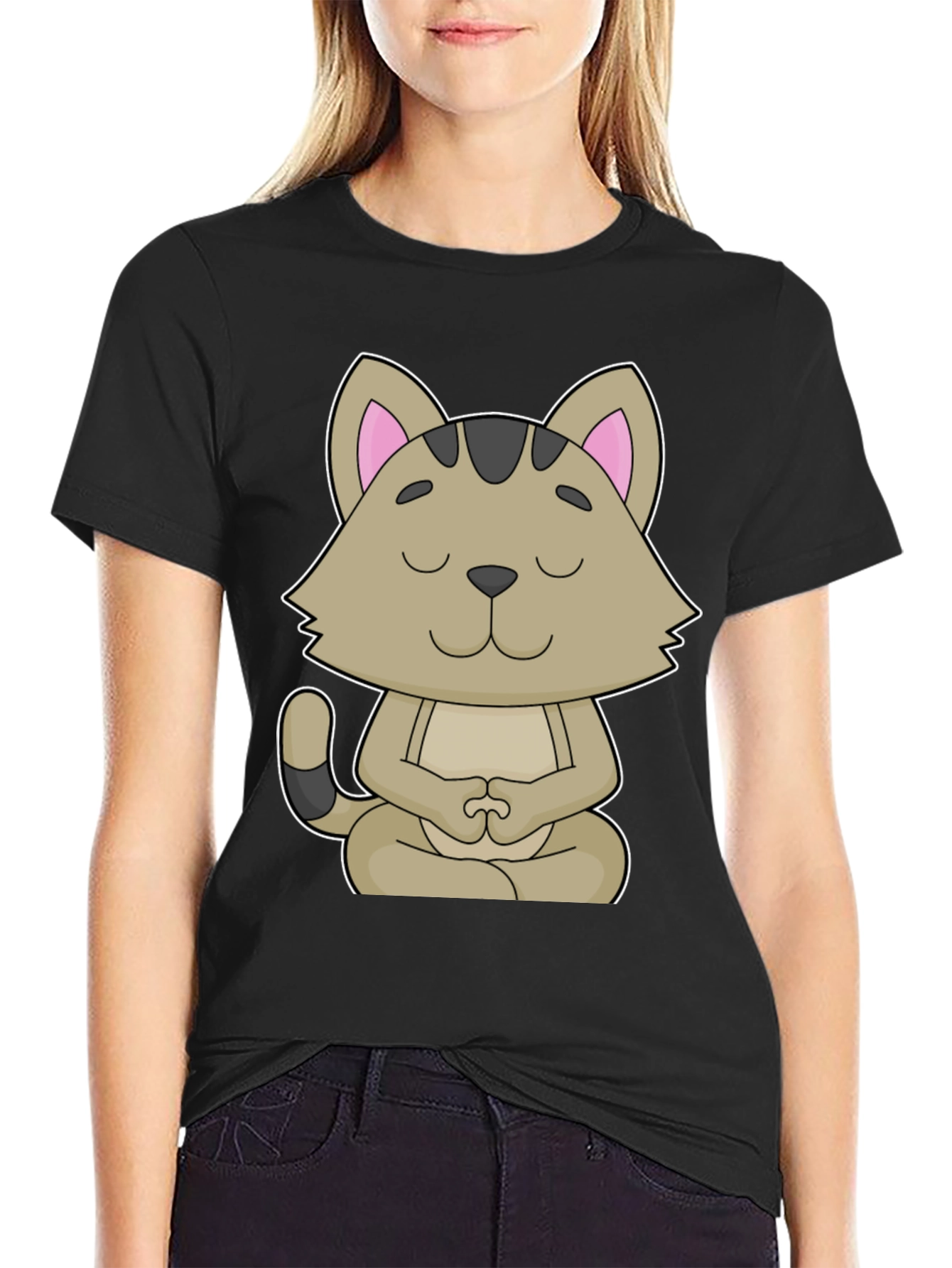 Meditating Cat Graphic T-Shirt