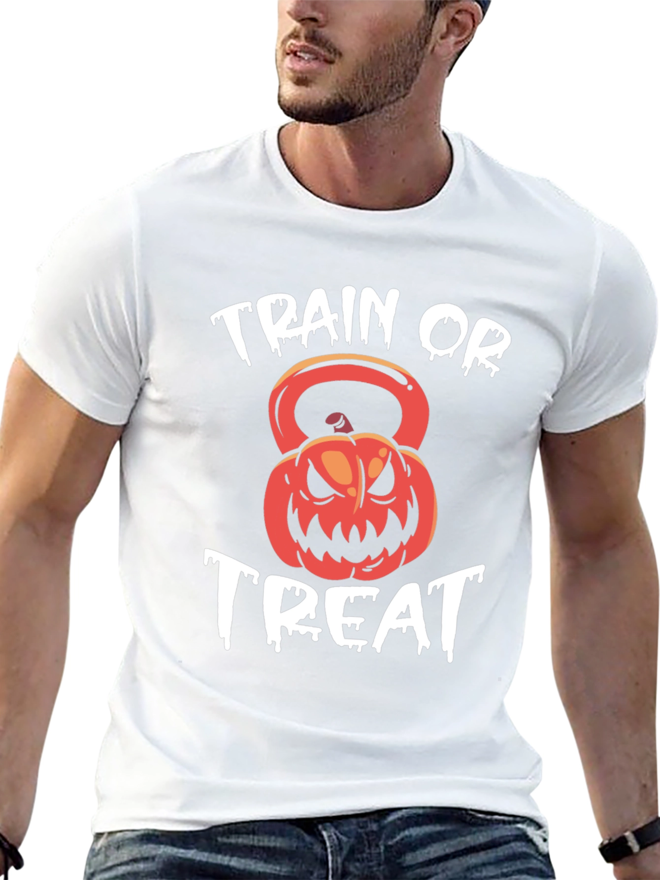 Train or Treat Halloween Kettlebell T-Shirt