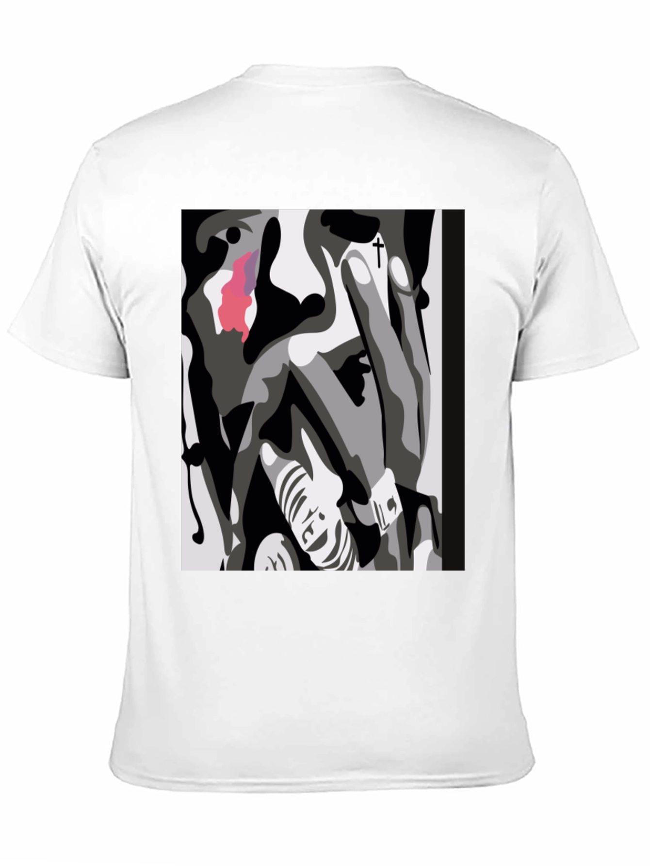 Abstract Face Graphic Print Black T-Shirt