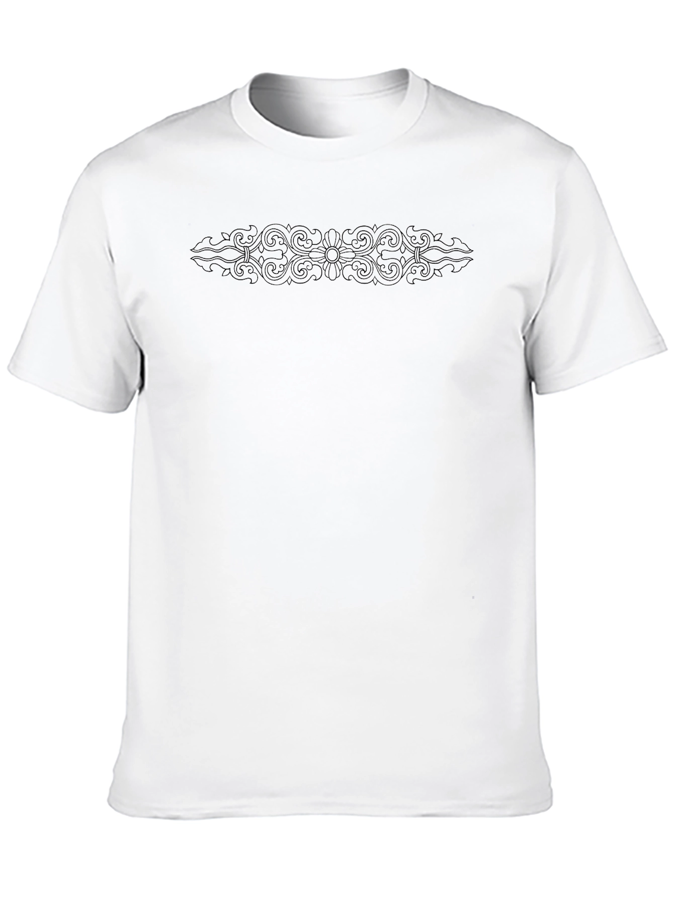 Black T-Shirt with Subtle Ornamental Design