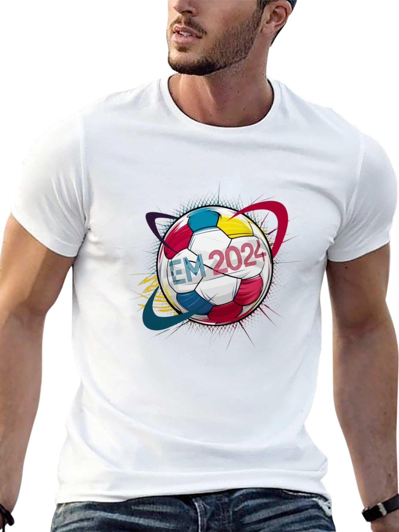 EM 2024 Soccer Ball Graphic Tee - Black
