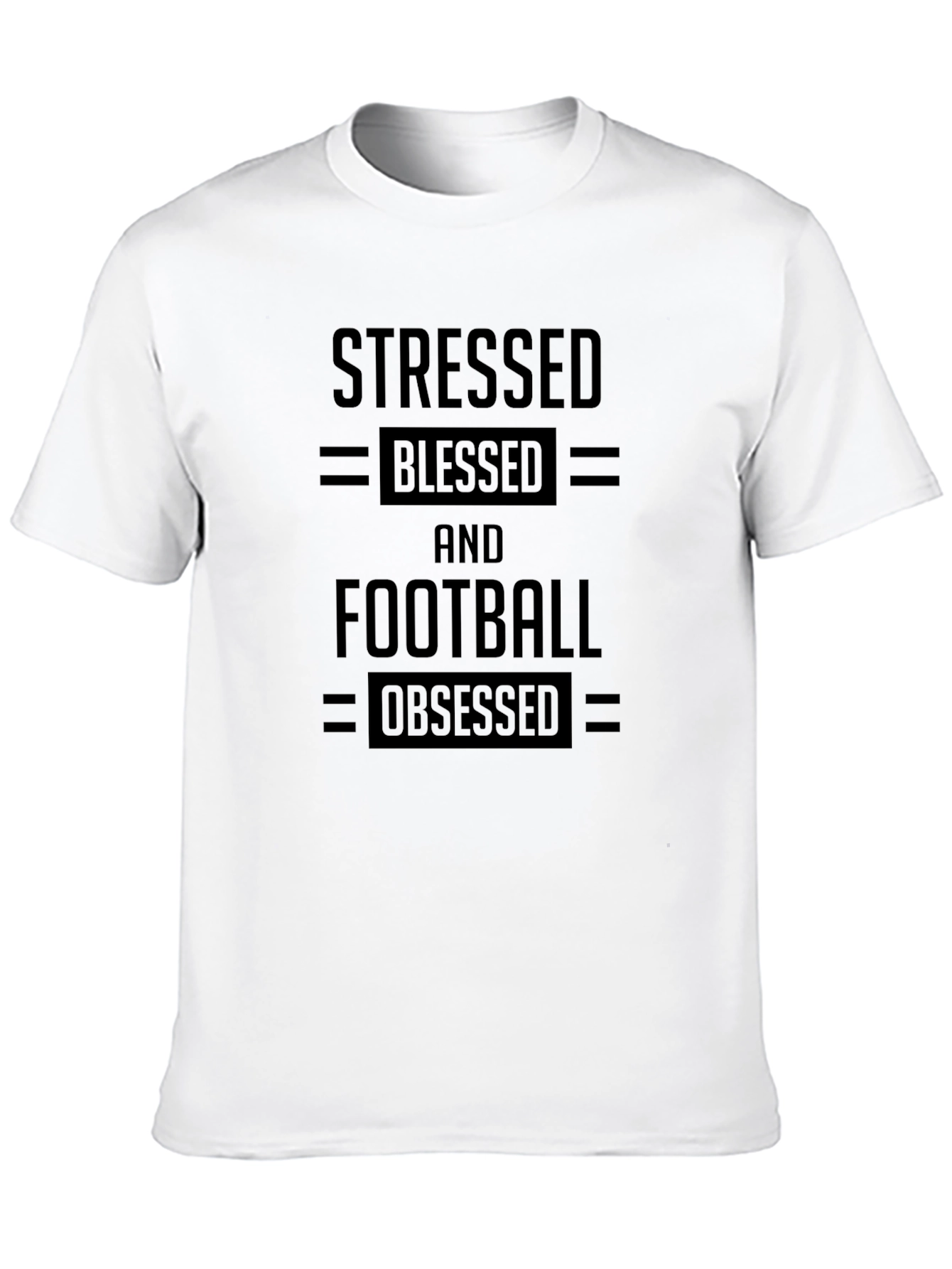 Stressed Blessed Football Obsessed Black T-Shirt