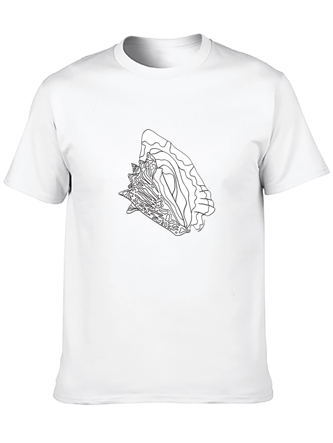 Black Graphic Tee - Abstract Seashell Design