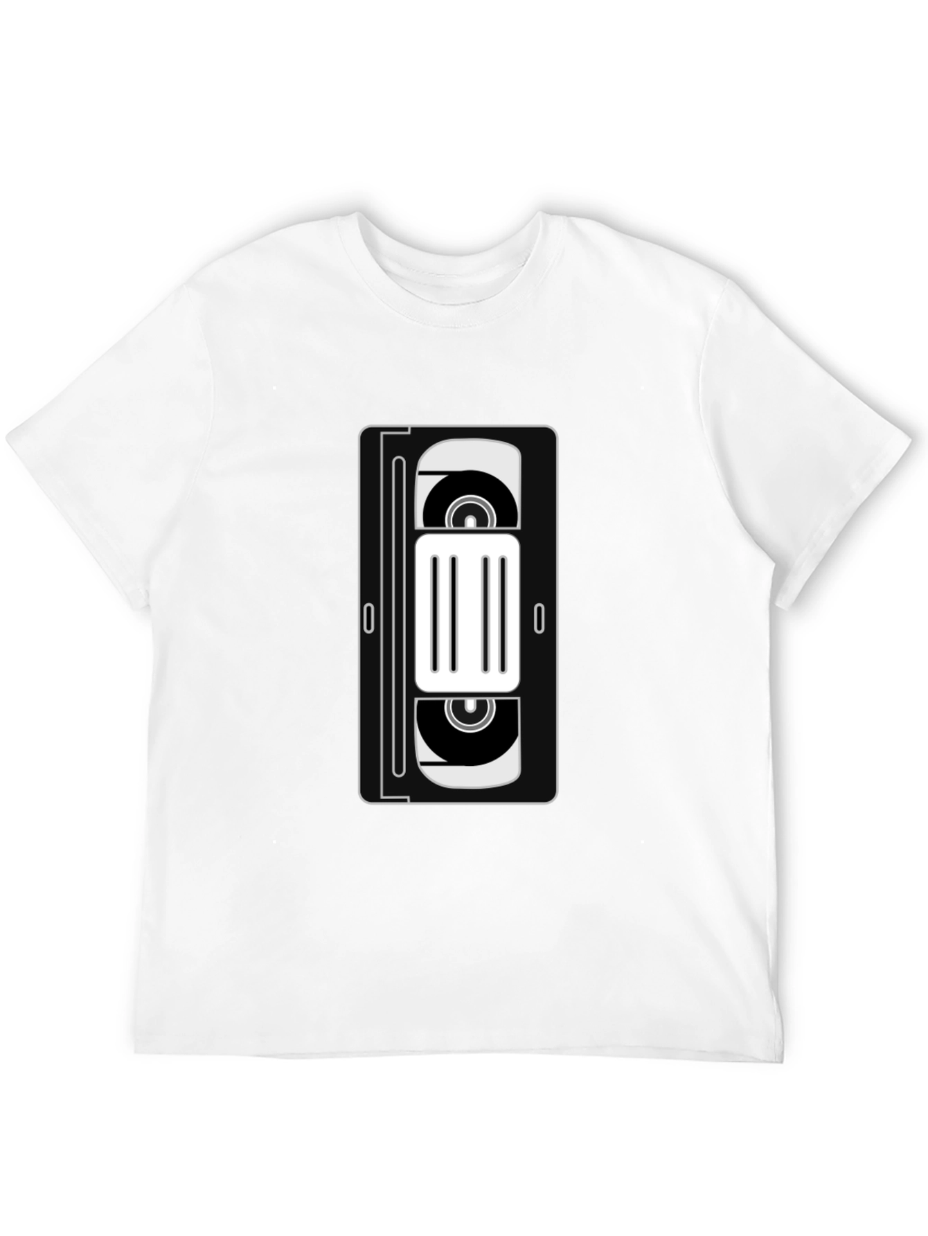 Retro VHS Tape Graphic Tee - Black Cotton T-Shirt