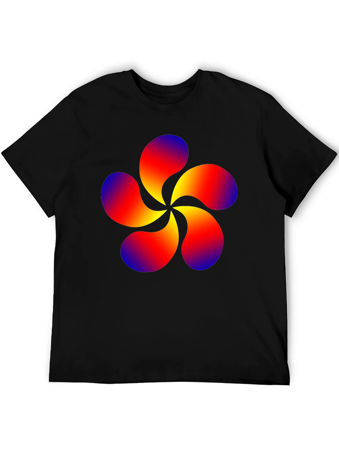 Abstract Swirl Flower Graphic Black T-Shirt