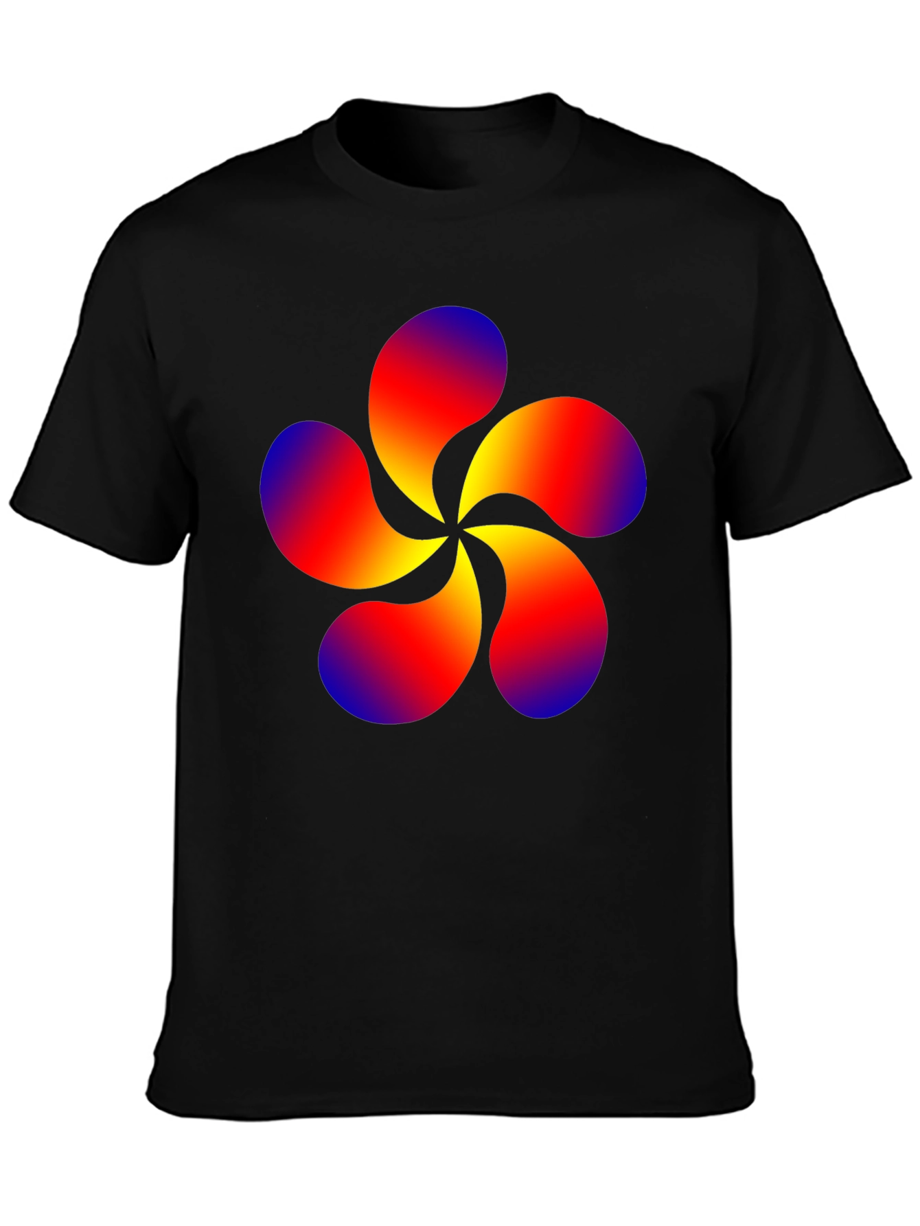 Abstract Swirl Flower Graphic Black T-Shirt