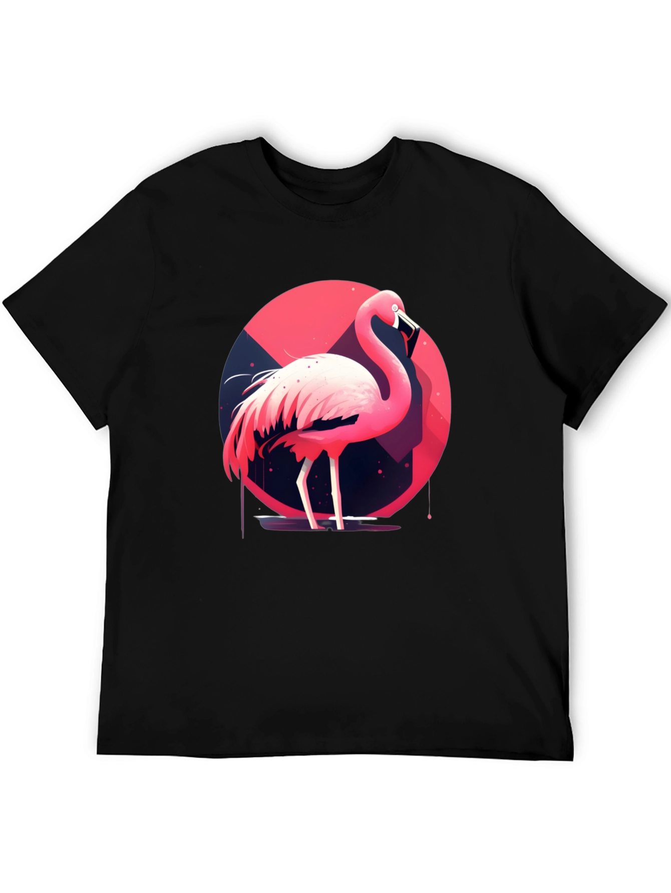 Flamingo Graphic Tee - Stylish Black Cotton T-Shirt