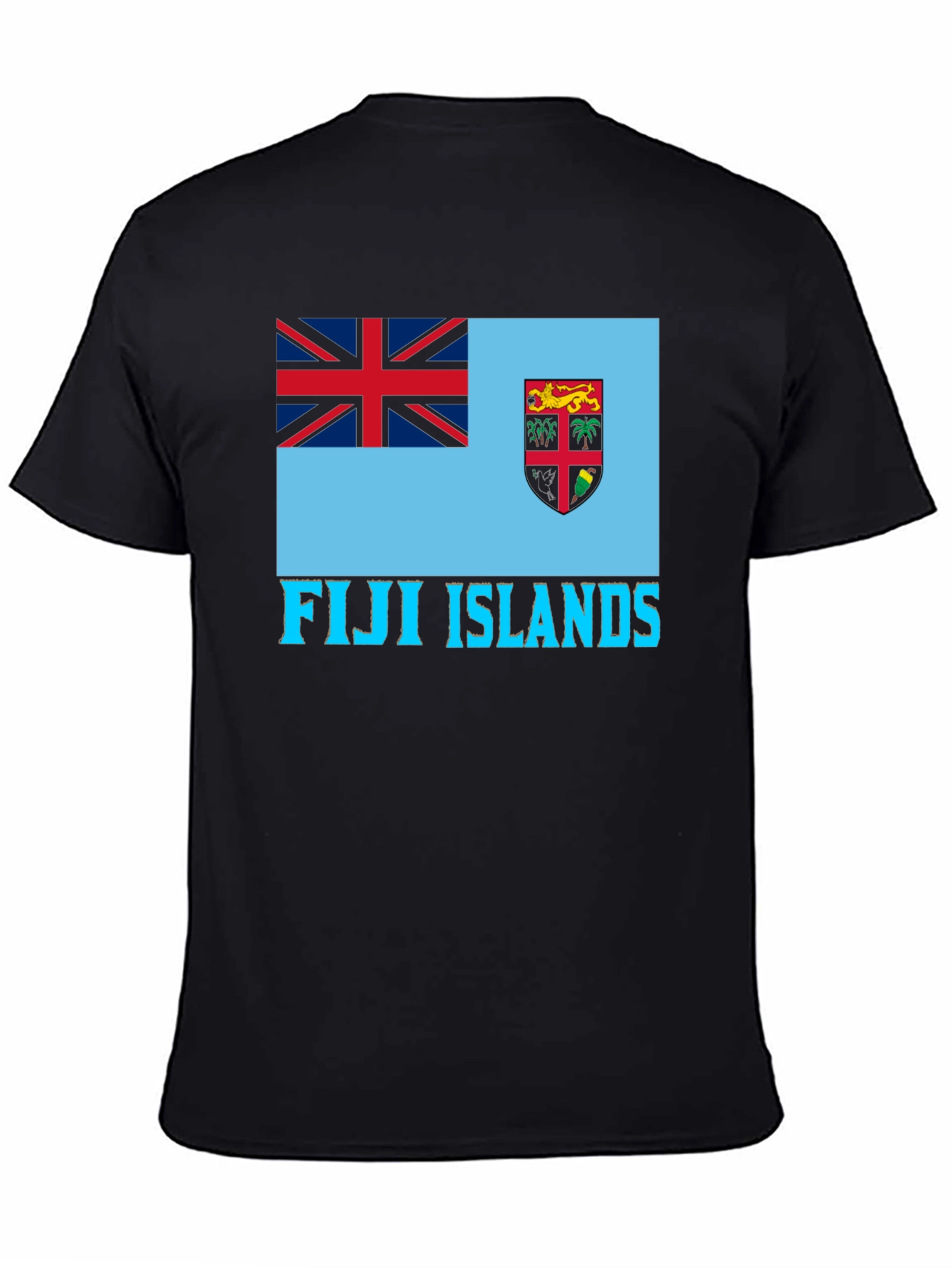 Fiji Islands Flag Graphic Tee - Black Cotton Blend