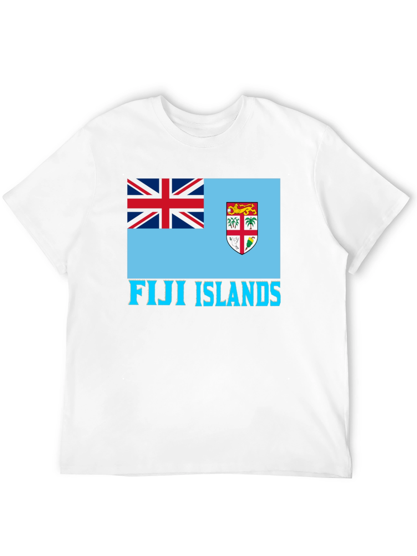 Fiji Islands Flag Graphic Tee - Black Cotton Blend