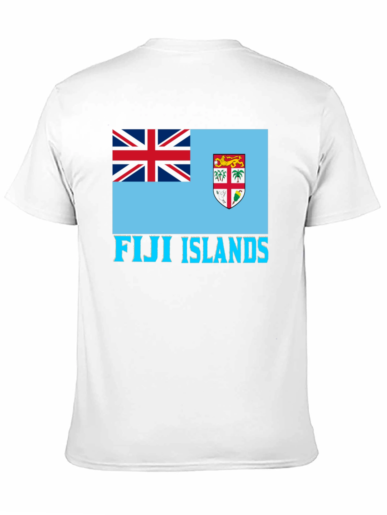 Fiji Islands Flag Graphic Tee - Black Cotton Blend