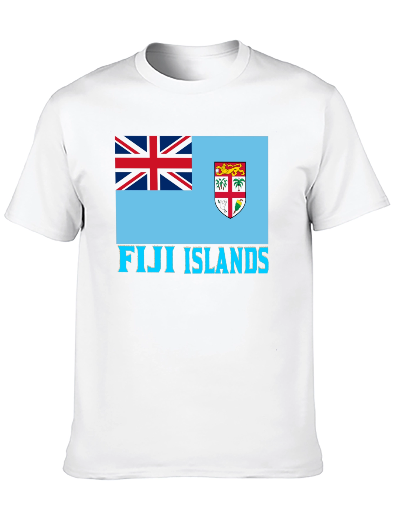 Fiji Islands Flag Graphic Tee - Black Cotton Blend