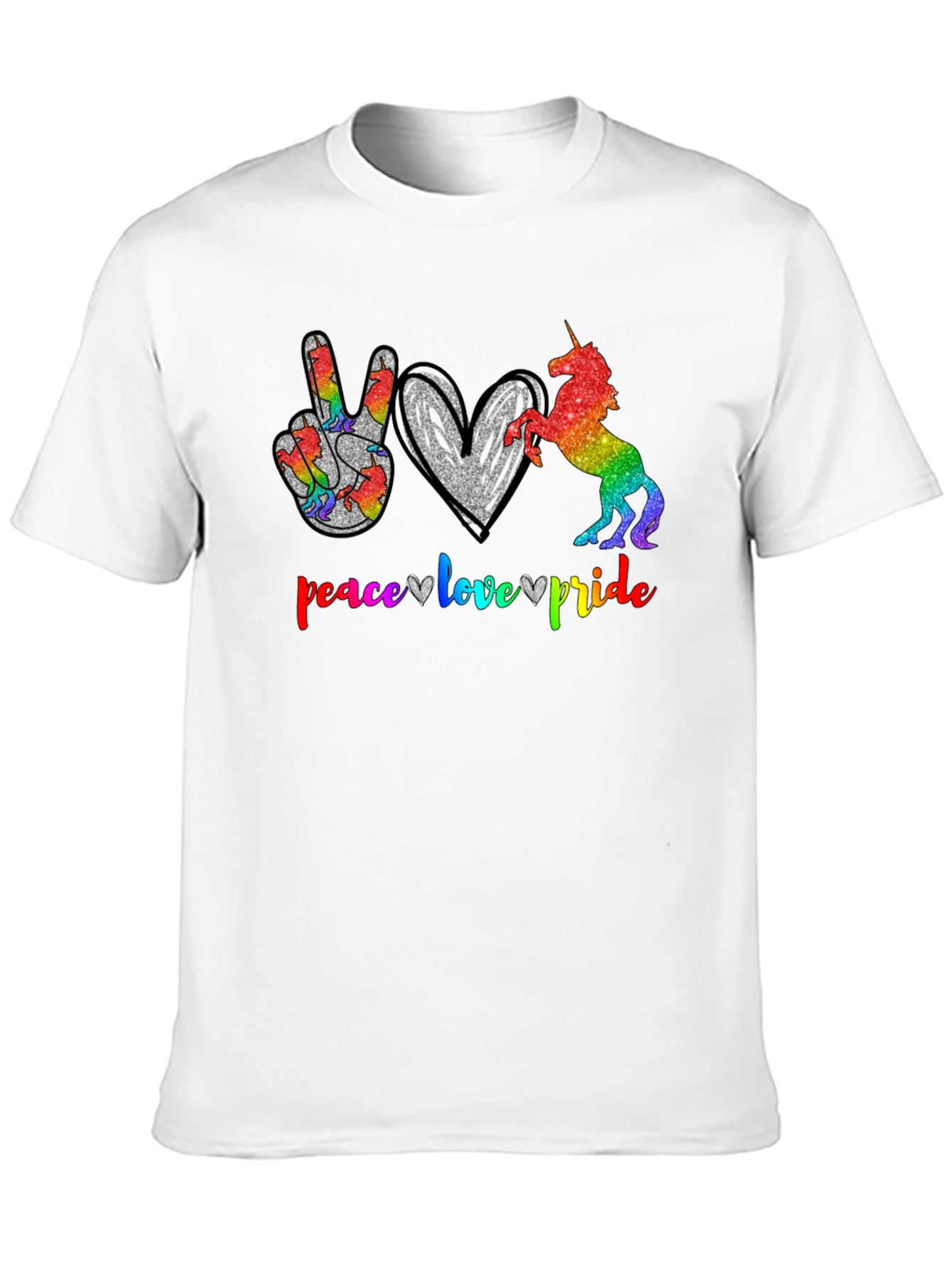 Peace Love Pride Unicorn Graphic T-Shirt