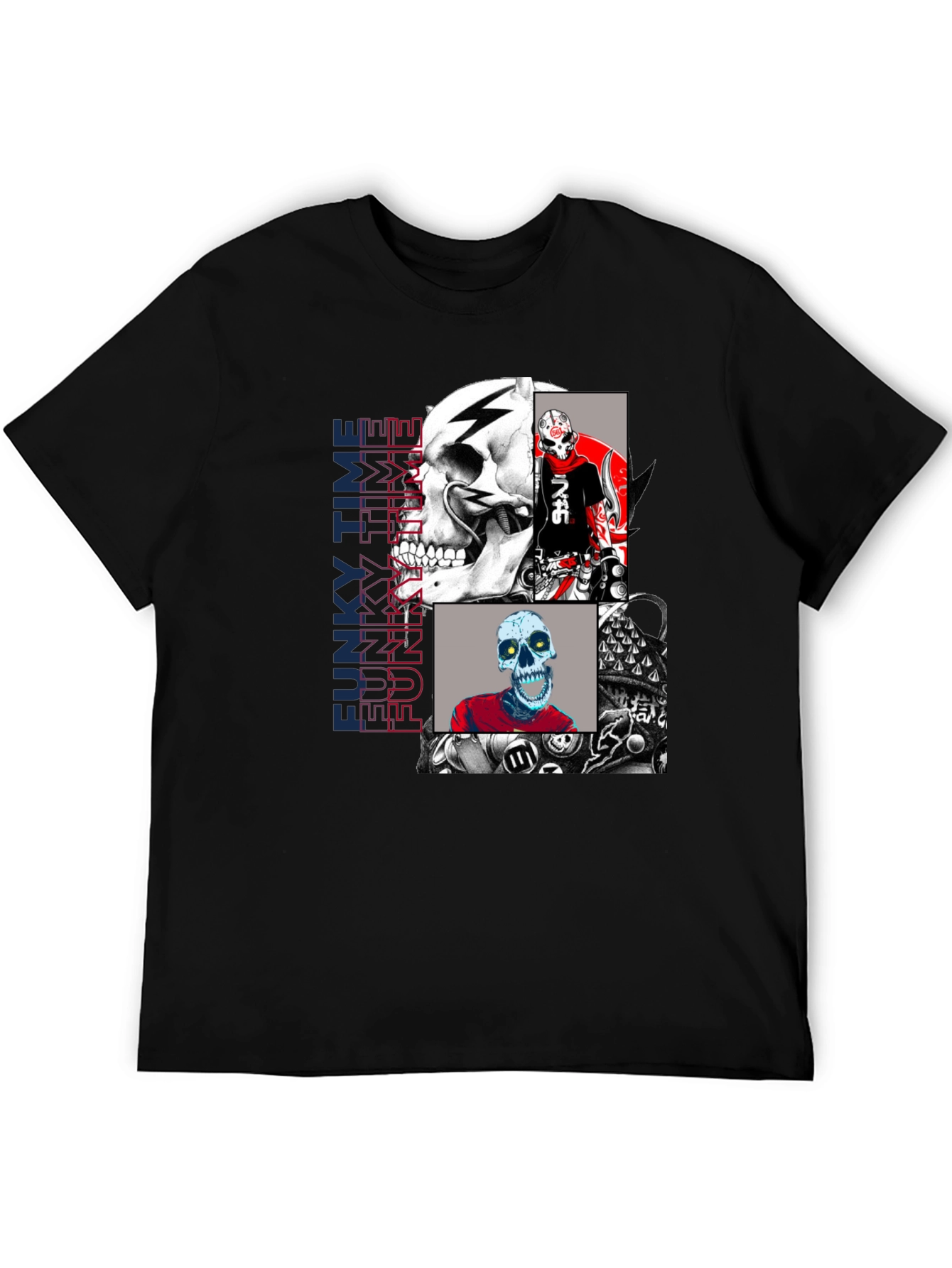 Funky Time Skull Graphic Tee - Mens Fashion