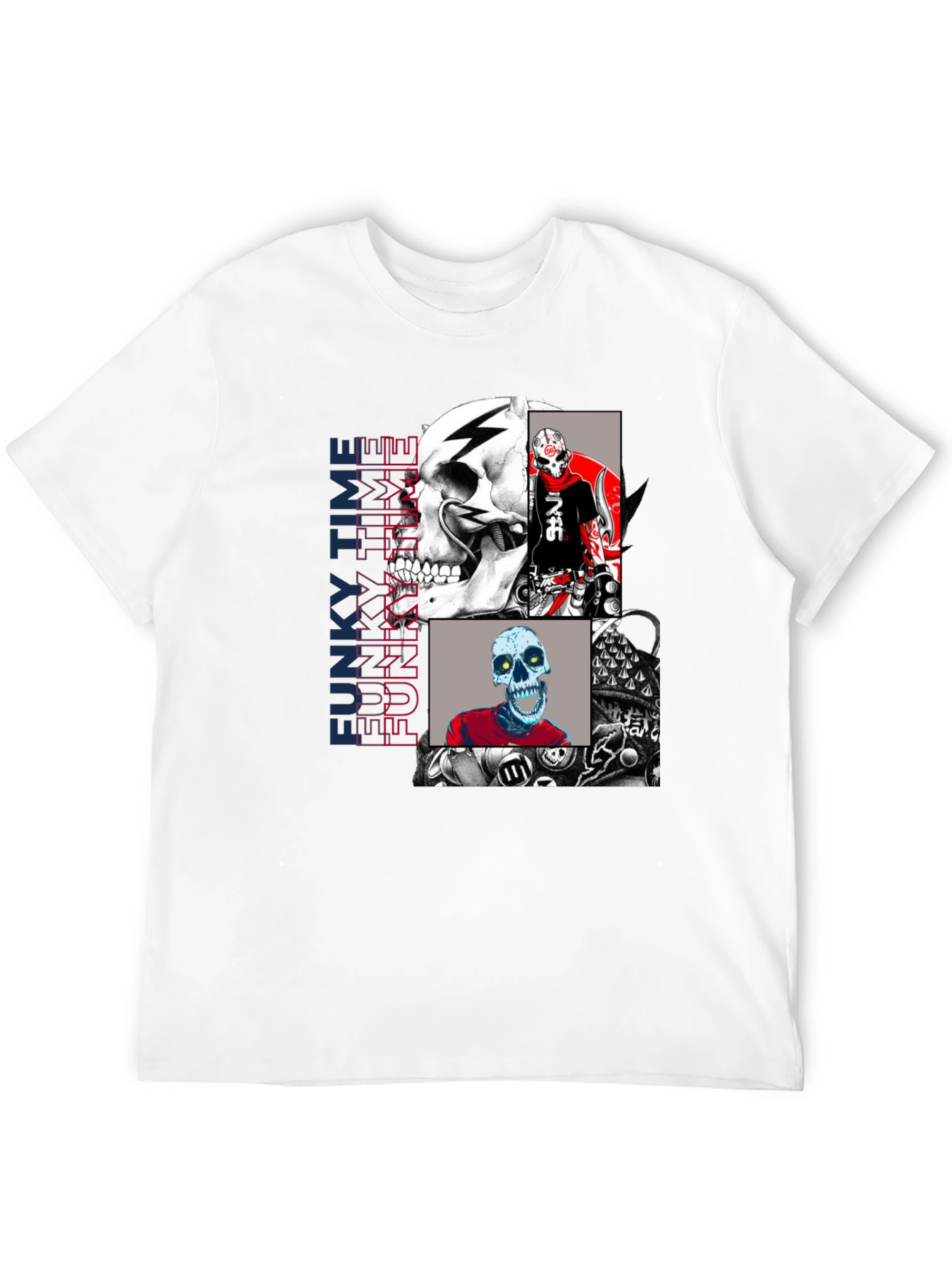 Funky Time Skull Graphic Tee - Mens Fashion