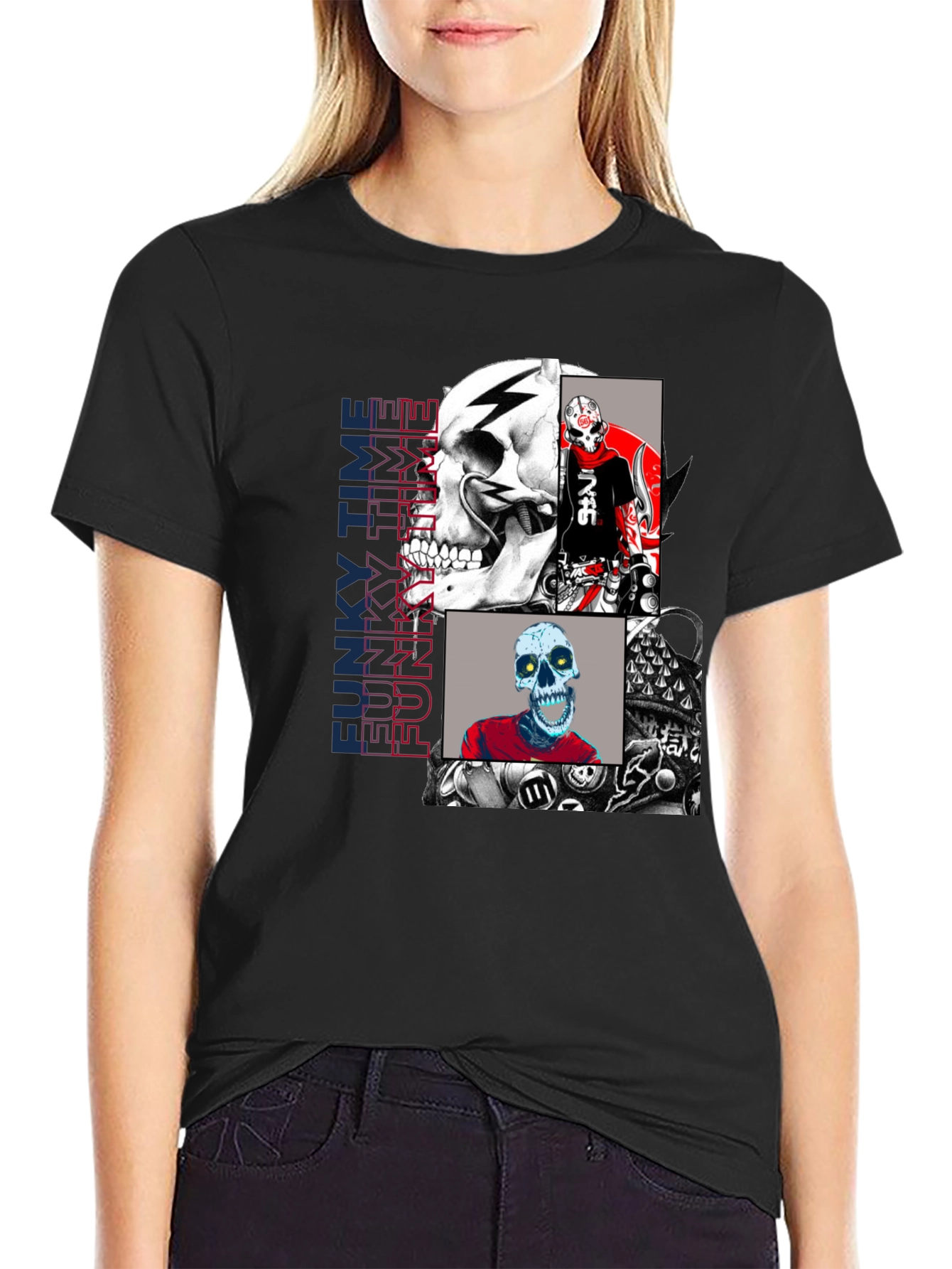 Funky Time Skull Graphic Tee - Mens Fashion